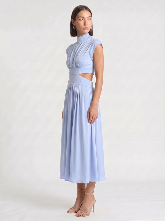 Cielsash High-Neck Cutout Midi Dress – Women Formal Wedding Guest Cocktail Summer Party Elegant Midi Dress