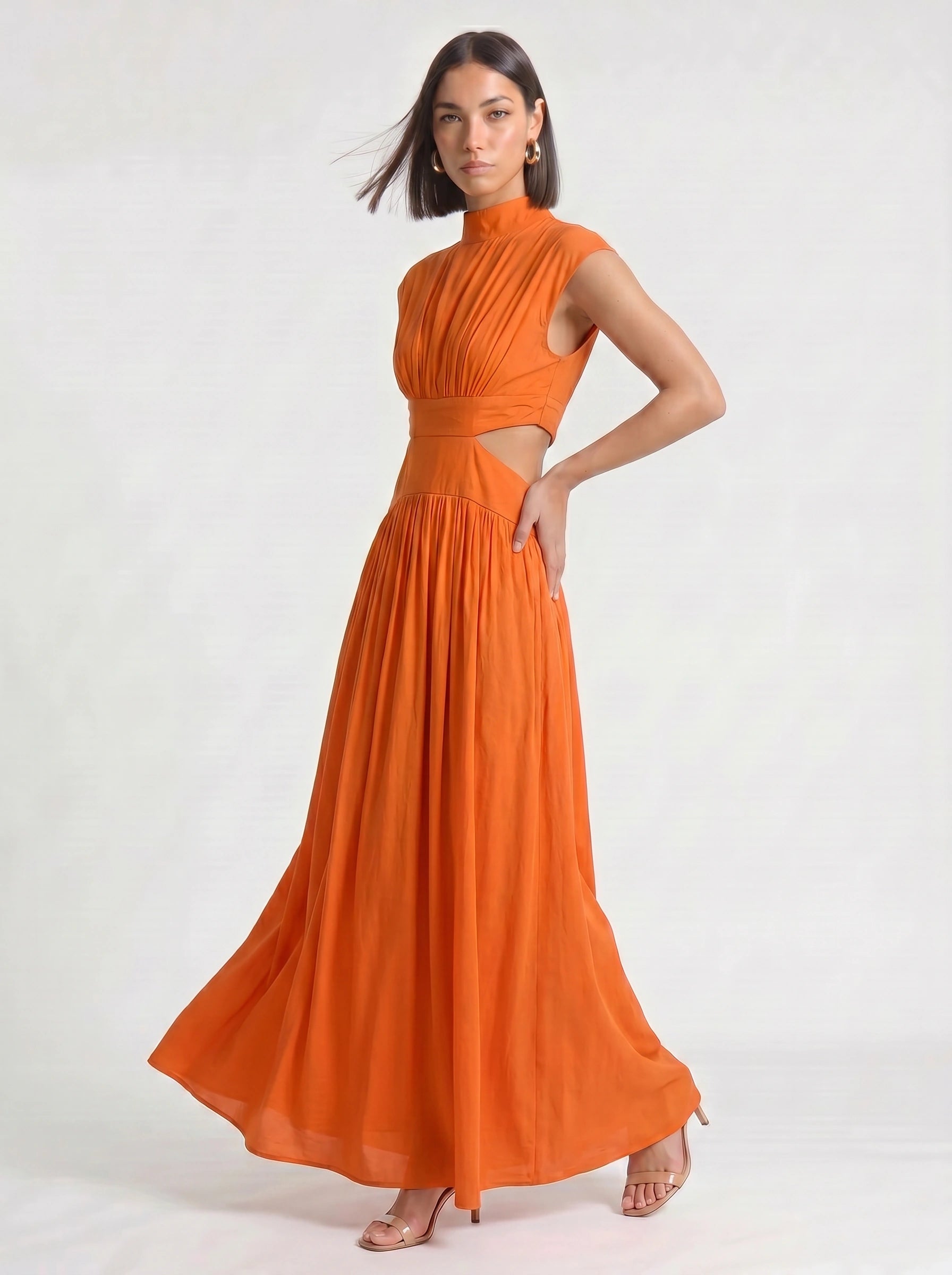 Cielsash High-Neck Cutout Midi Dress – Women Formal Wedding Guest Cocktail Summer Party Elegant Midi Dress