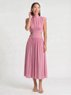 Cielsash High-Neck Cutout Midi Dress – Women Formal Wedding Guest Cocktail Summer Party Elegant Midi Dress