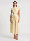 Cielsash High-Neck Cutout Midi Dress – Women Formal Wedding Guest Cocktail Summer Party Elegant Midi Dress