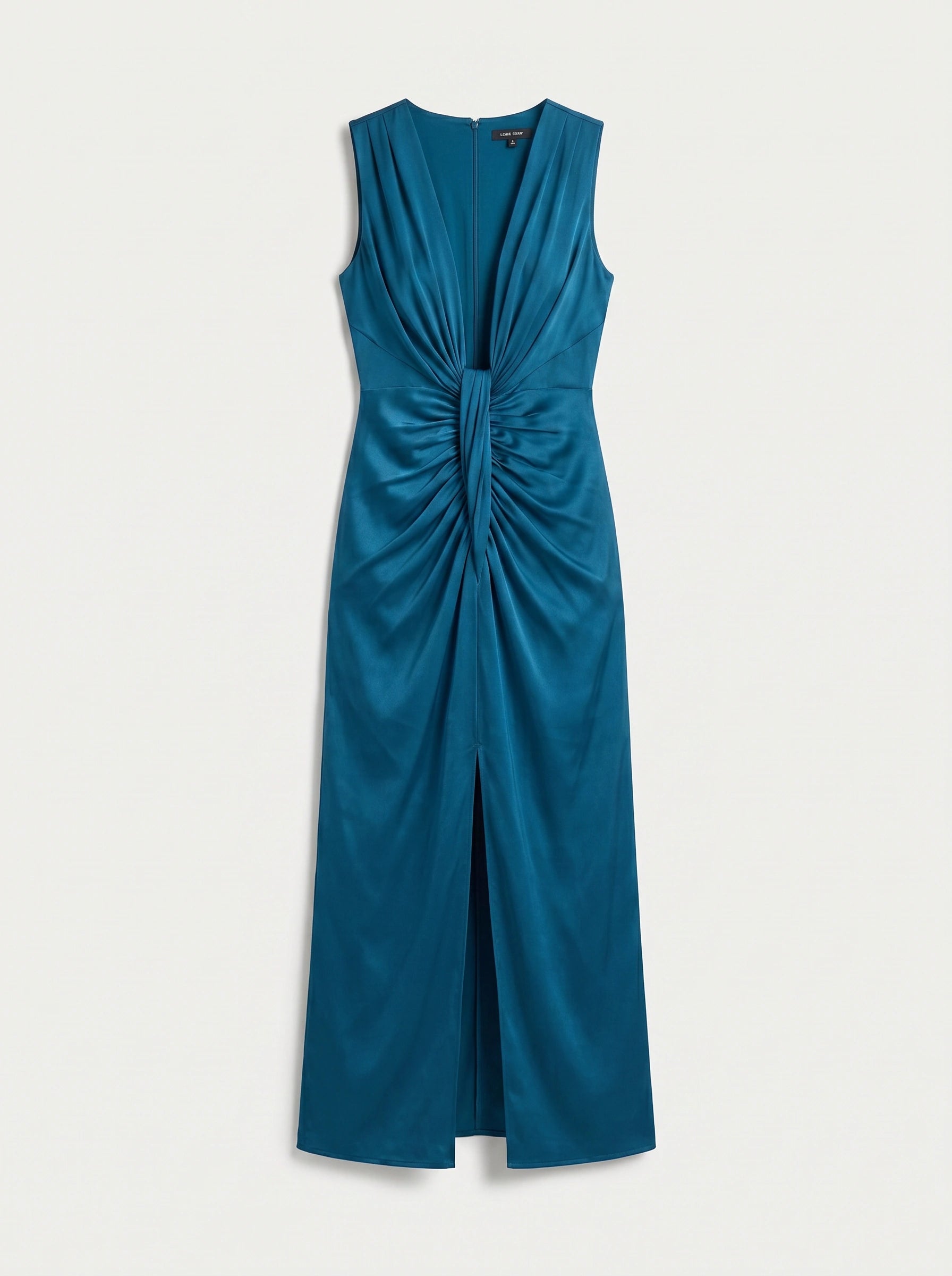 Rayne Plunge Neck Ruched Midi Dress – Teal Blue Cocktail Dresses Women Formal Wedding Guest Evening Midi Dress