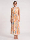 Cielis Halter Plunge Maxi Dress – Pastel Watercolor Multicolor Halter Women Summer Wedding Guest Maxi Dress