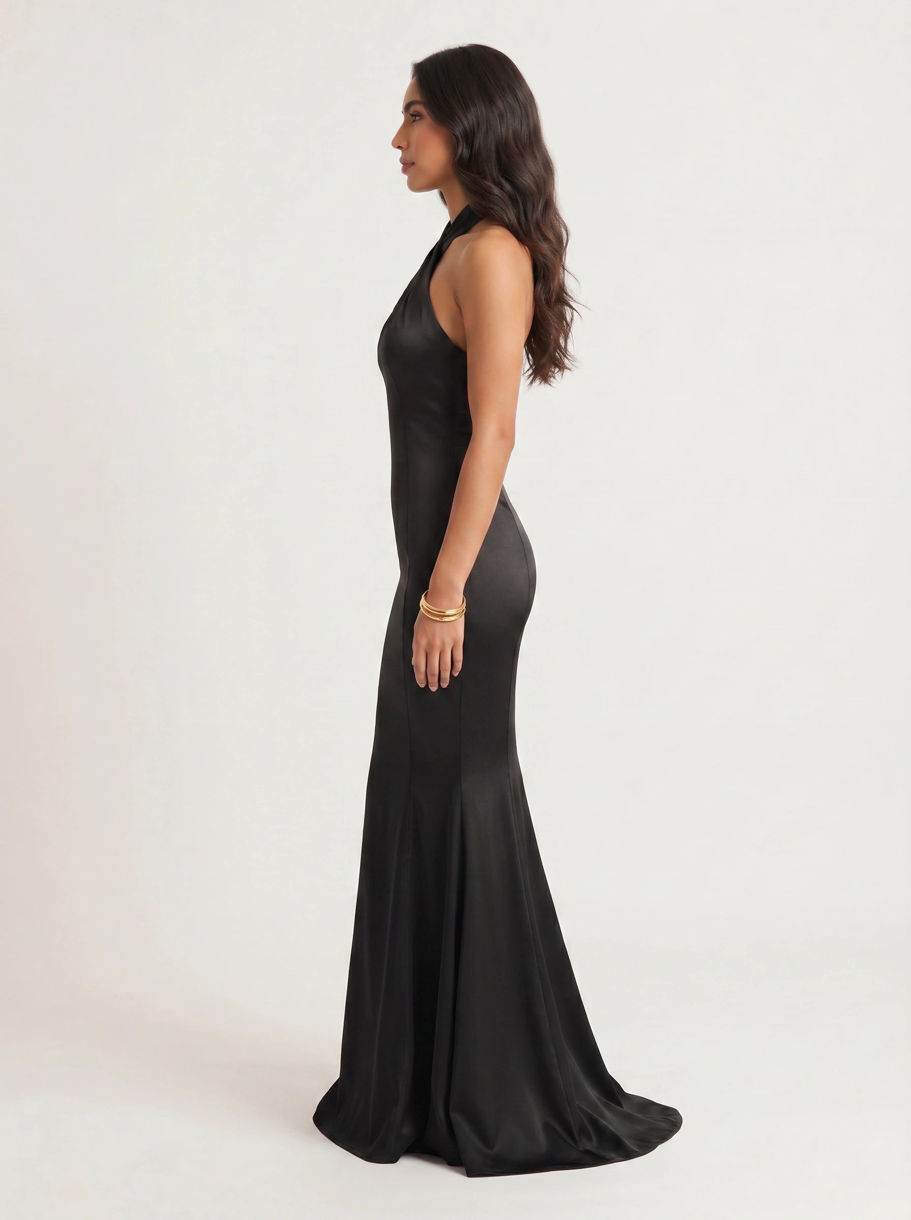 Torsada Halter Maxi Dress – Wedding Guest Formal Cocktail Bridesmaid Satin Evening Women Maxi Dress