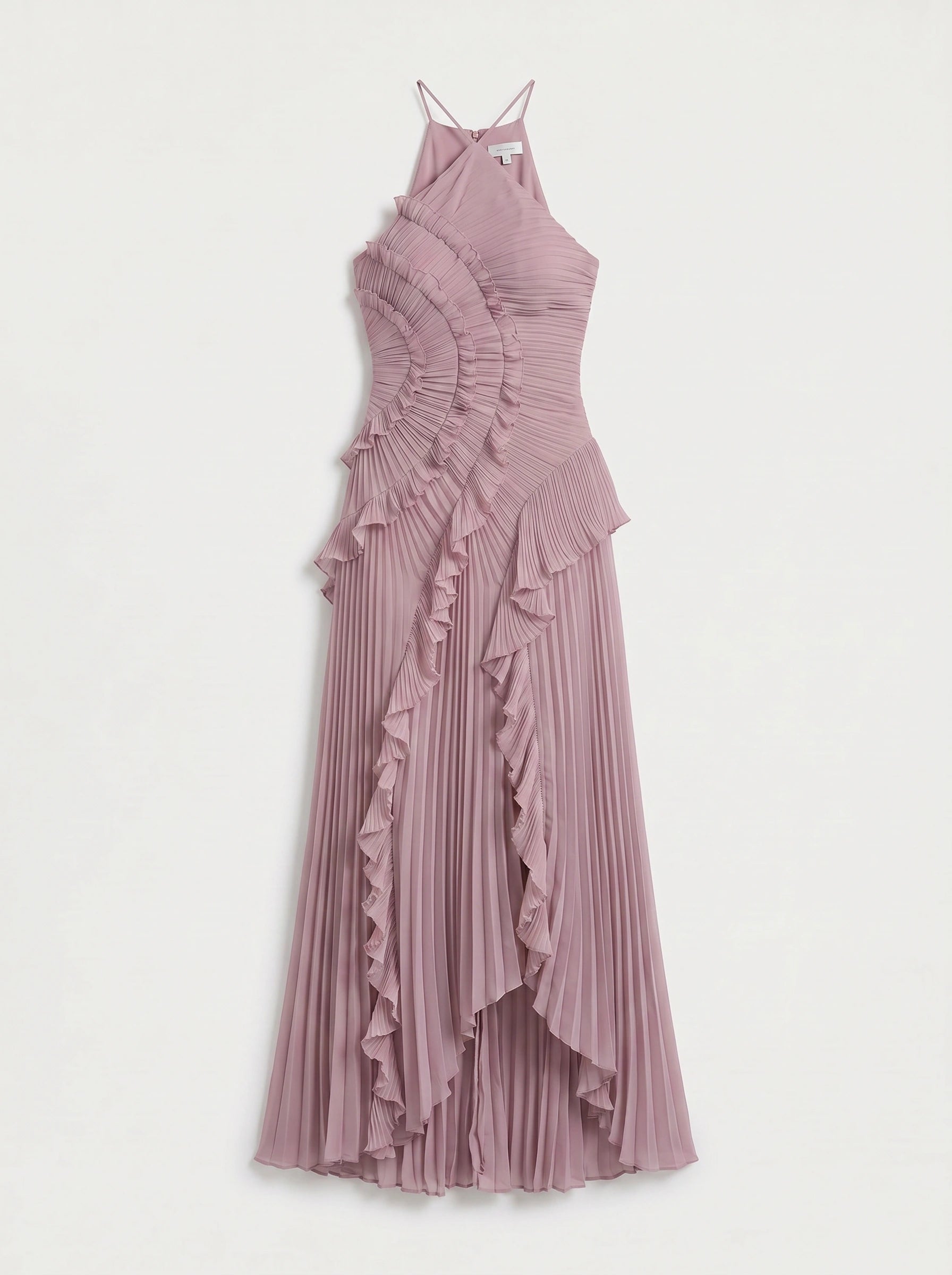 Ruffiere Halter Neck Ruffle Maxi Dress – Wedding Guest Dresses Women Formal Evening Party Maxi Dress