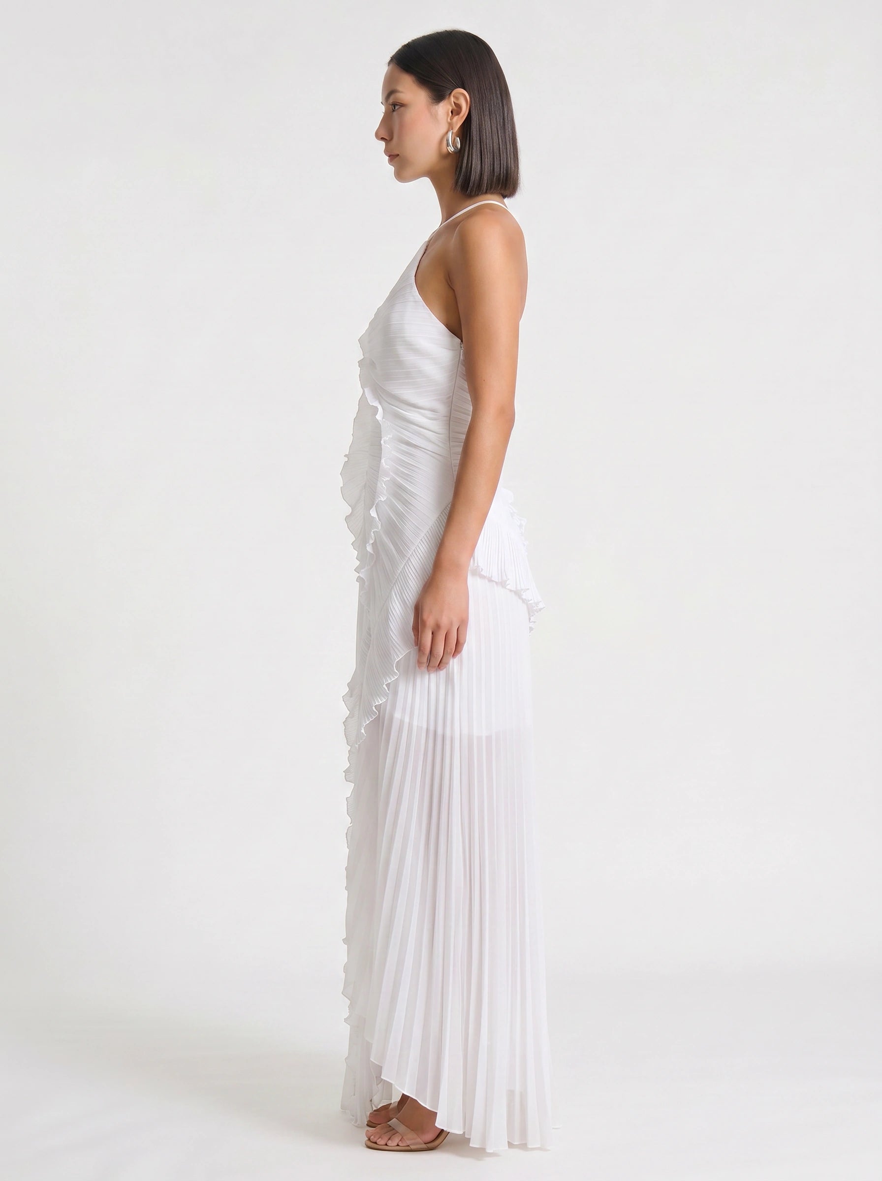 Ruffiere Halter Neck Ruffle Maxi Dress – Wedding Guest Dresses Women Formal Evening Party Maxi Dress