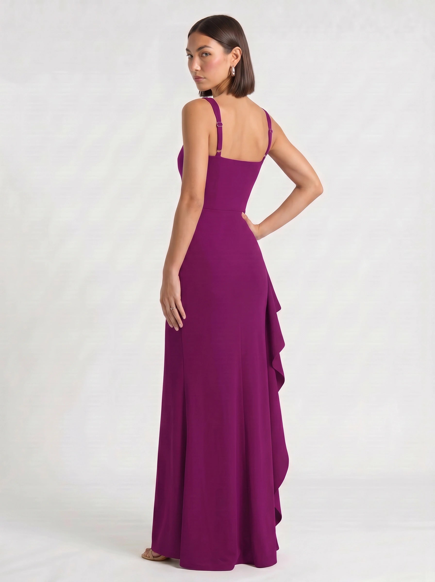 Fendera Square Neck Maxi Dress – Bodycon High Slit Maxi Dress Women Wedding Guest Formal Evening Party Long Dress