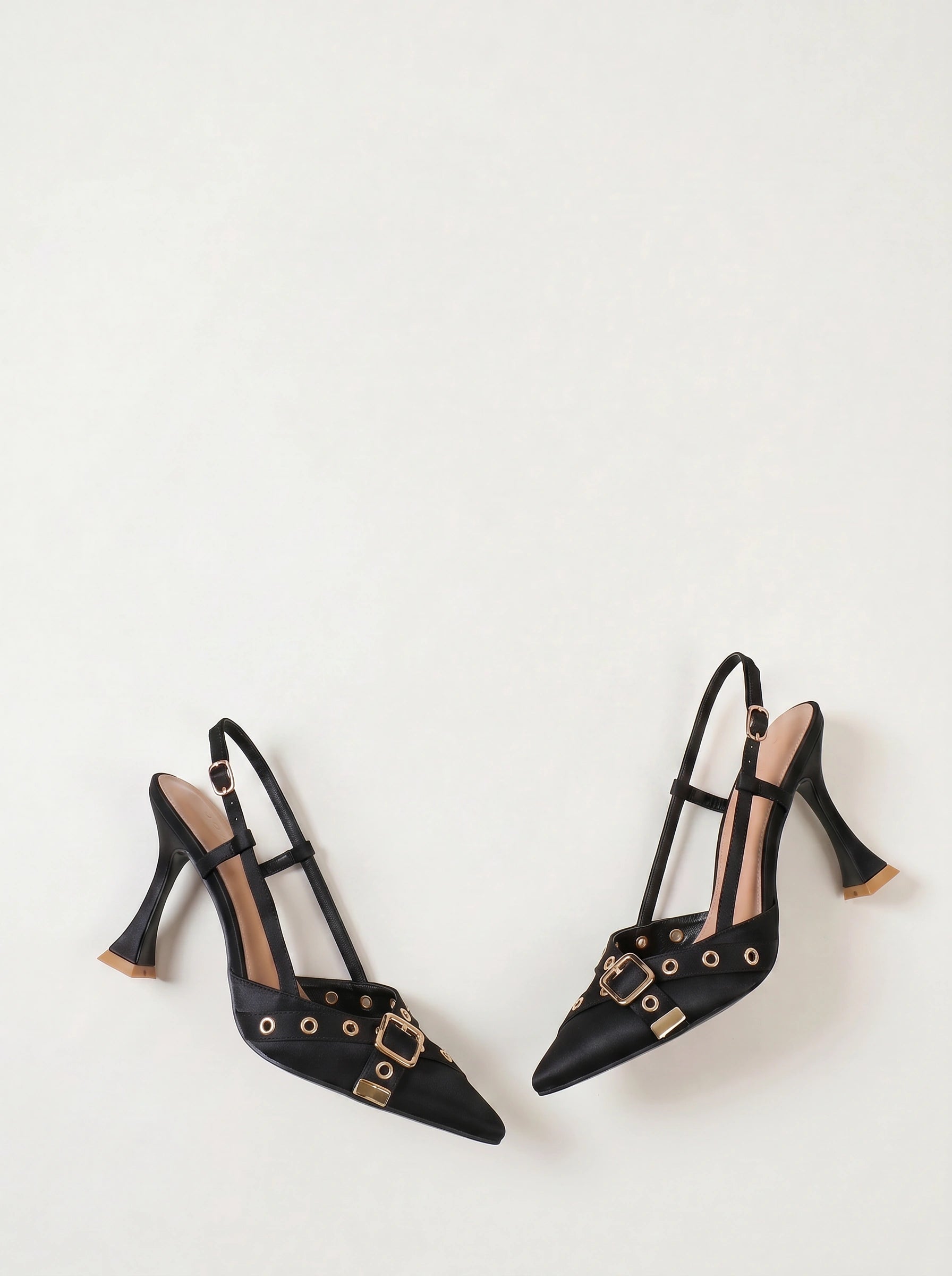 Ochiara Buckle Slingback Pumps – Black Leather Pointed Toe Women Heels Summer Office Wedding Guest Stiletto Pumps