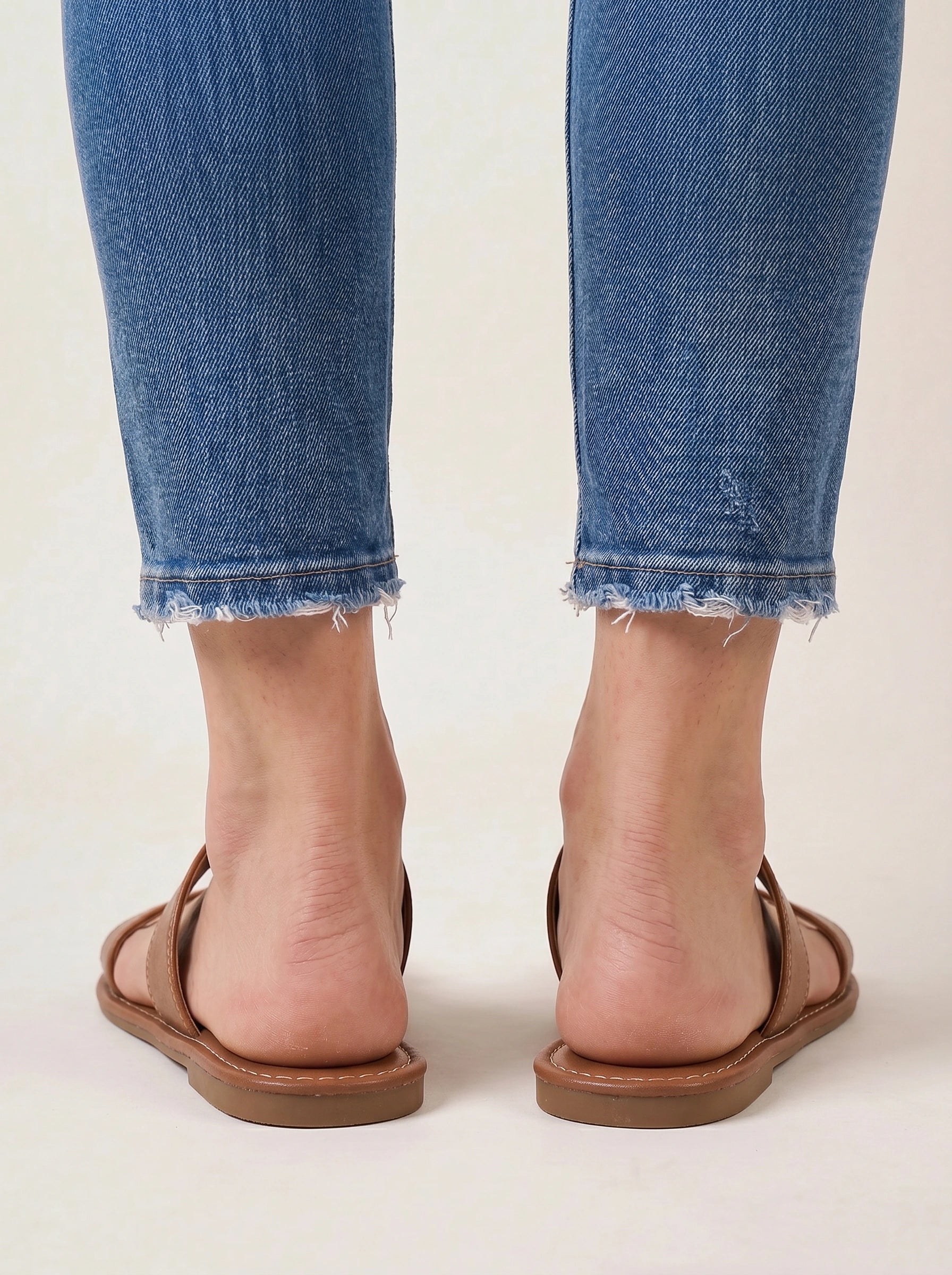 Duostria Double-Strap Slide Sandals – Women Leather Flat Sandals Summer Slip-On Mules Comfortable Brown