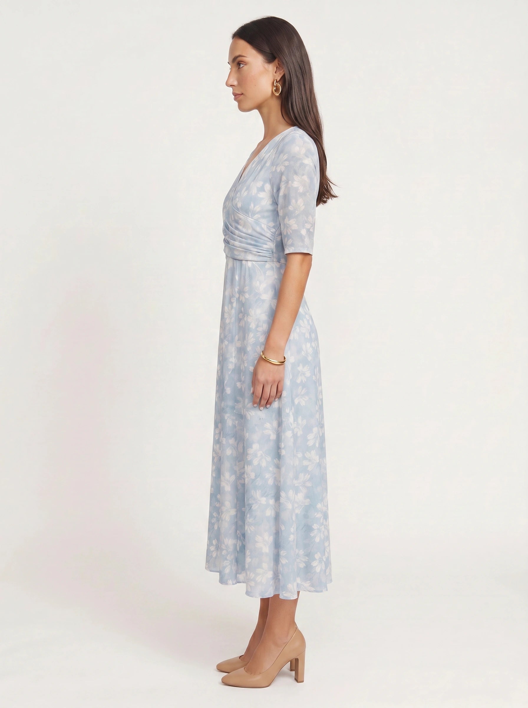 Fiorina Wrap Midi Dress – Floral Women Elegant Wedding Guest Afternoon Tea Party Formal Midi Dress