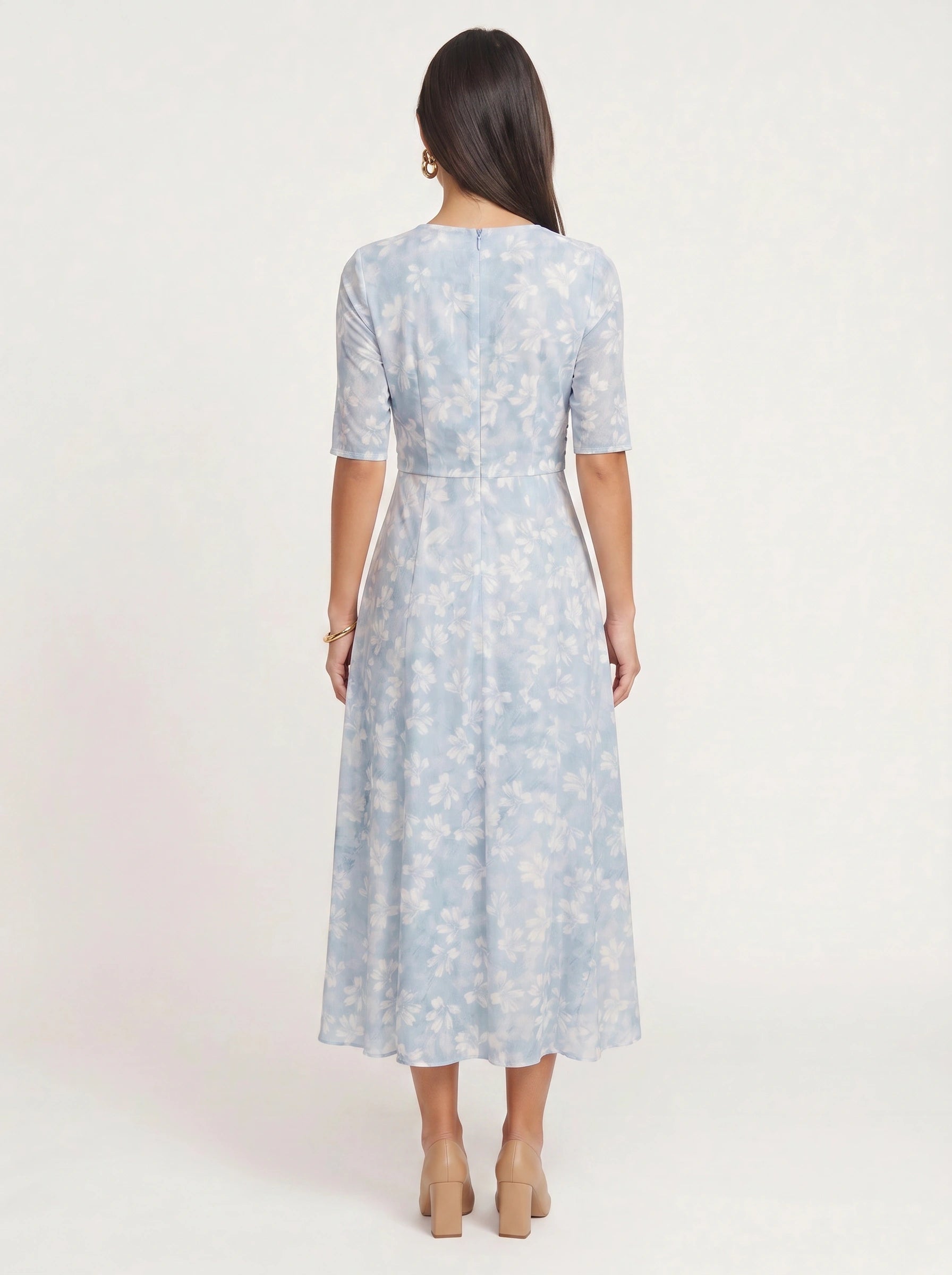Fiorina Wrap Midi Dress – Floral Women Elegant Wedding Guest Afternoon Tea Party Formal Midi Dress
