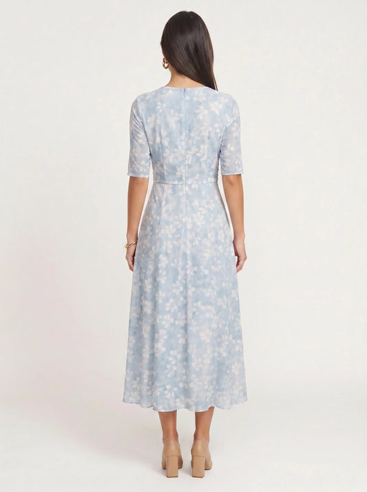 Fiorina Wrap Midi Dress – Floral Women Elegant Wedding Guest Afternoon Tea Party Formal Midi Dress