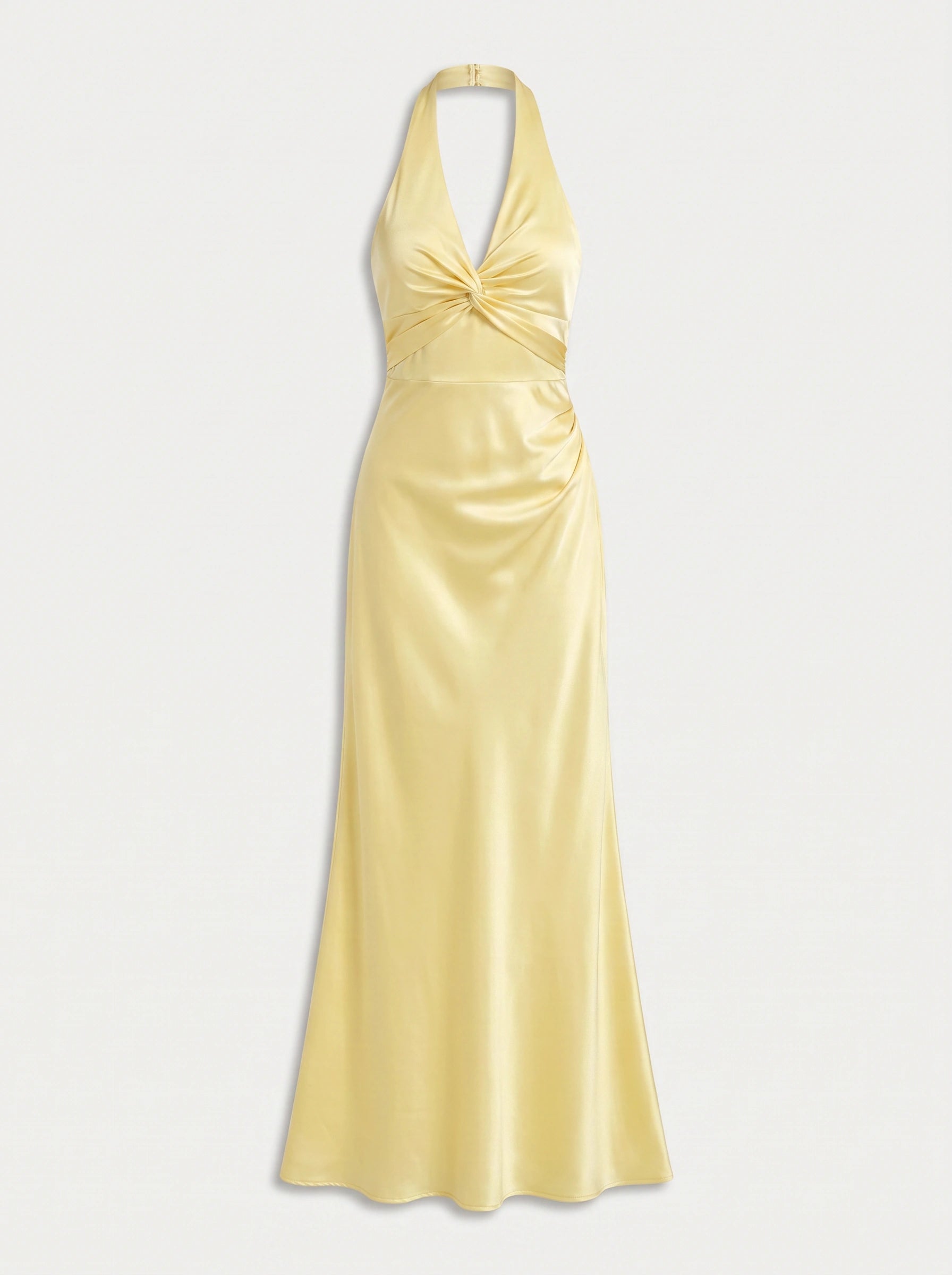 Limona Twist-Front Plunge Dress – Women Formal Wedding Guest Cocktail Evening Party Maxi Dress