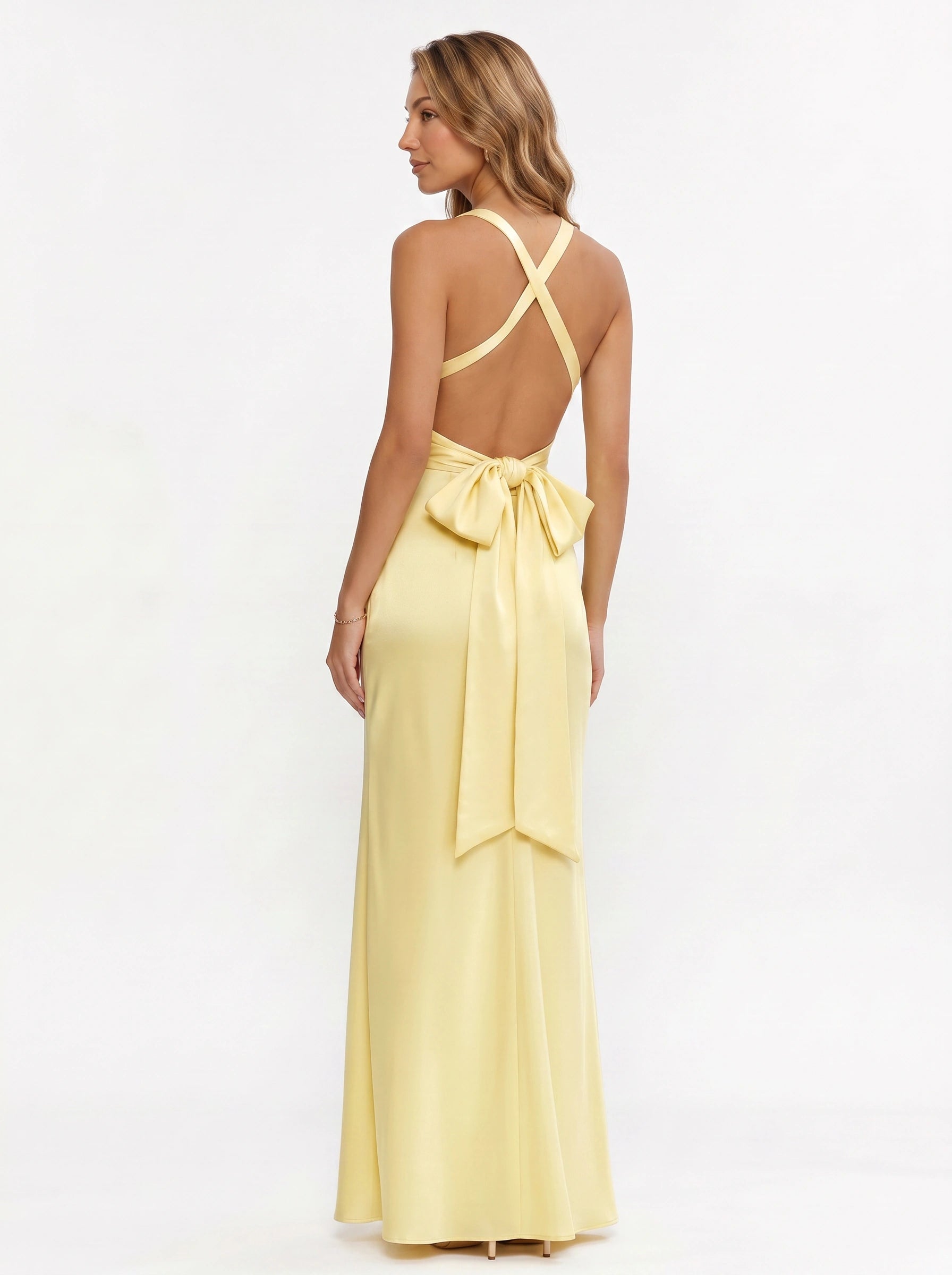 Limona Twist-Front Plunge Dress – Women Formal Wedding Guest Cocktail Evening Party Maxi Dress