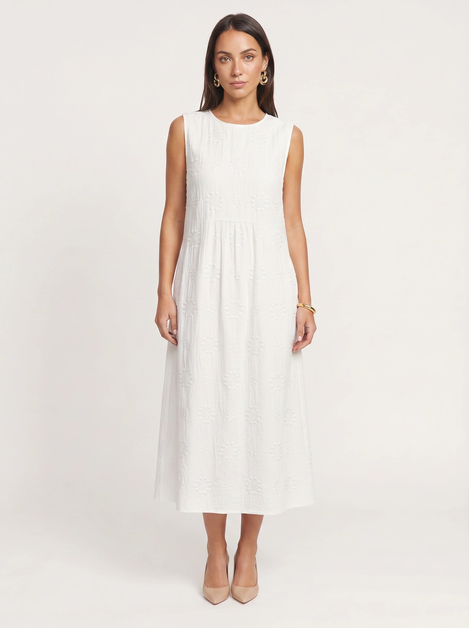 Tramera Embroidered Dress – Women Summer Wedding Guest Cocktail Formal Sundress Midi Dress