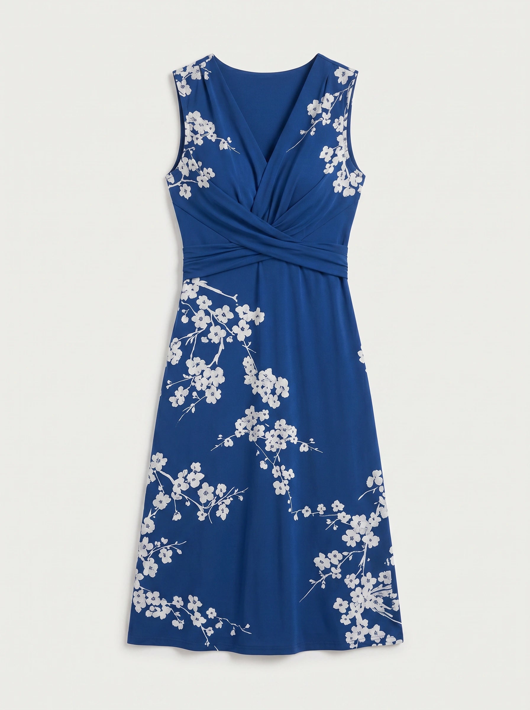 Floralyn Twist-Front V-Neck Midi Dress – Women Formal Wedding Guest Cocktail Evening Party Sleeveless Midi Dress