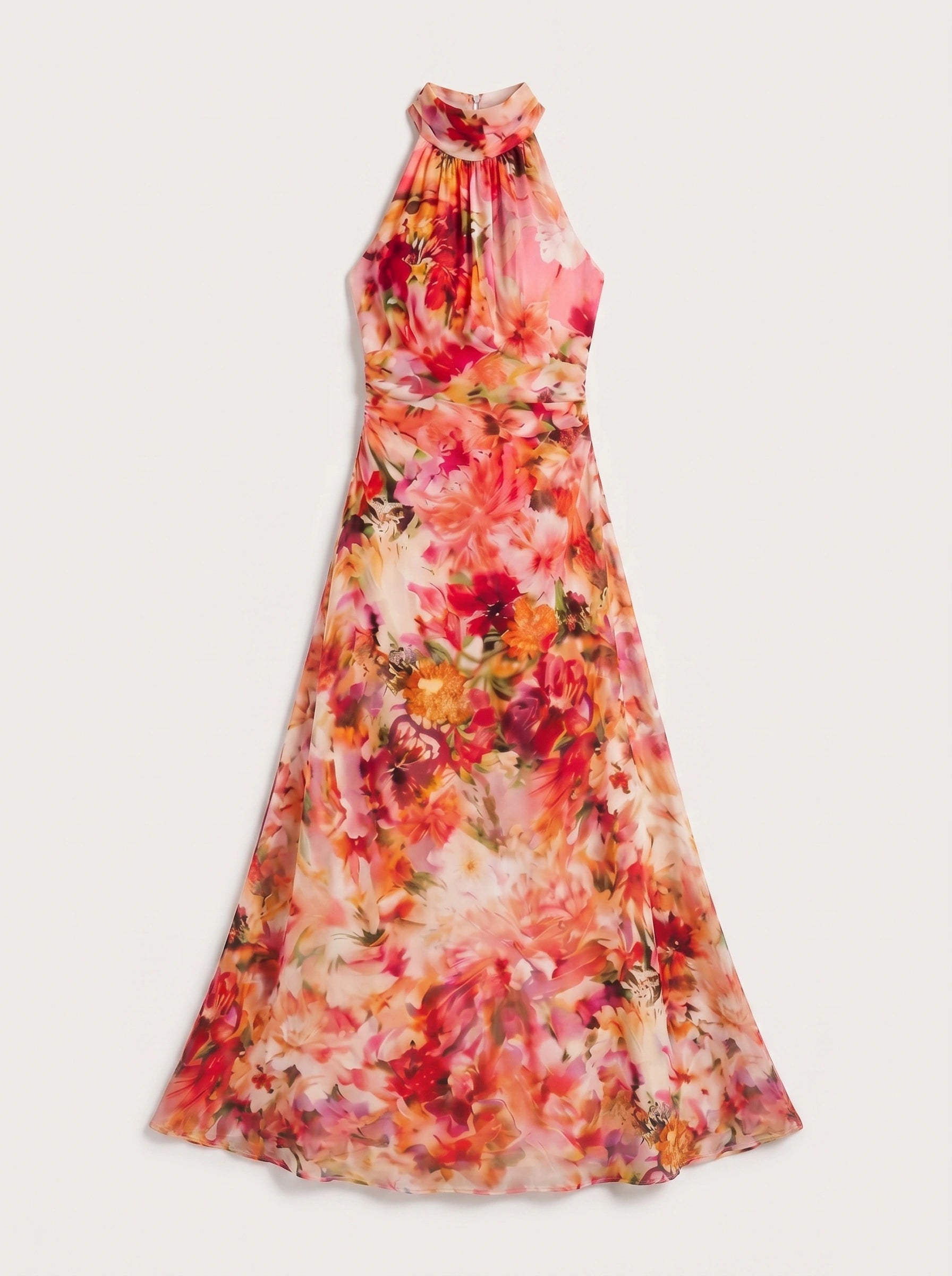 Coralia Halter Neck Floral Maxi Dress – Women Formal Wedding Guest Cocktail Evening Party Maxi Dress