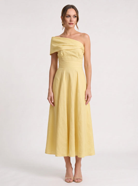 Soléane Off-Shoulder Pleated Maxi Dress – Formal Wedding Guest Women Evening Elegant Long Maxi Dress