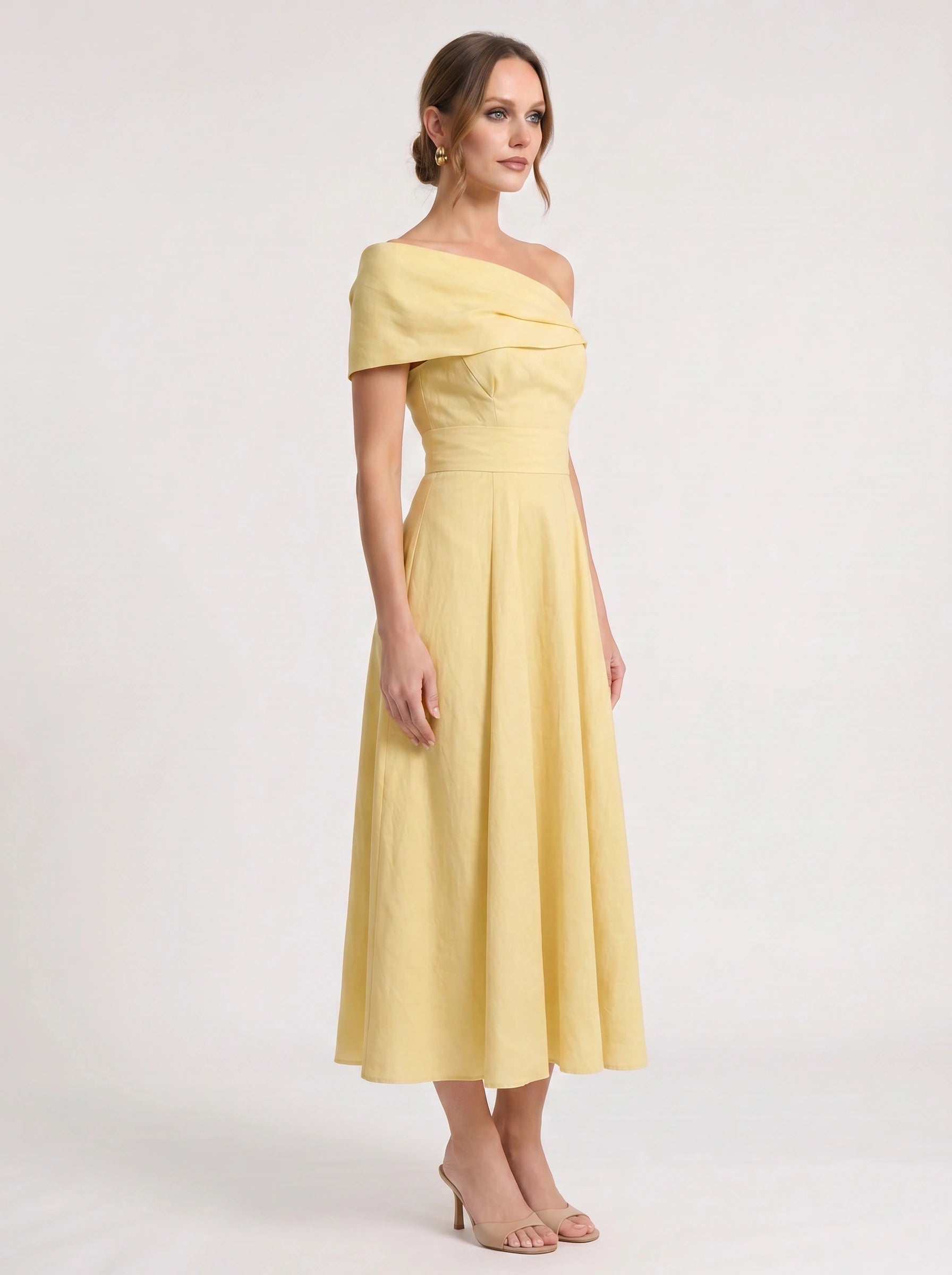 Soléane Off-Shoulder Pleated Maxi Dress – Formal Wedding Guest Women Evening Elegant Long Maxi Dress