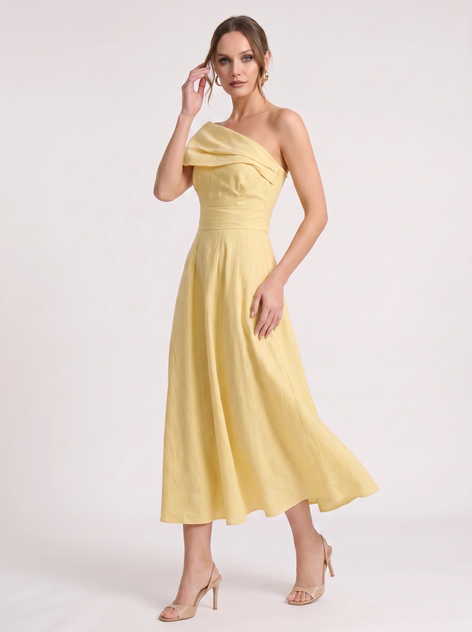 Soléane Off-Shoulder Pleated Maxi Dress – Formal Wedding Guest Women Evening Elegant Long Maxi Dress