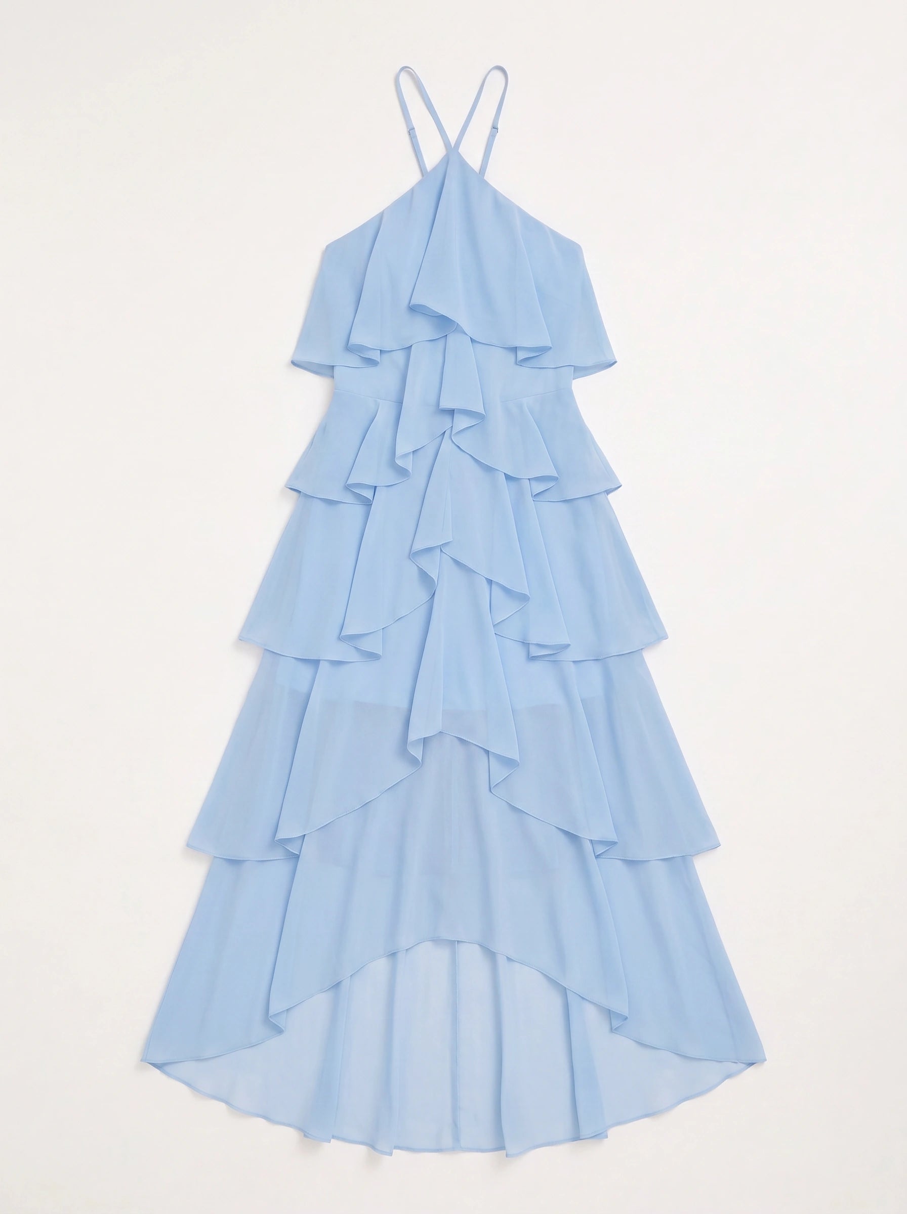 Cascadio Tiered Ruffle Halter Maxi Dress – Women Formal Wedding Guest Cocktail Summer Evening Maxi Dress