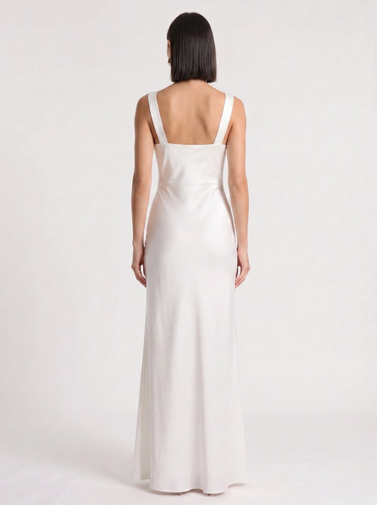 Cowlette Satin Cowl Neck Maxi Dress – Sleeveless Slip Women Formal Wedding Guest Bridal Shower Evening Maxi Dress