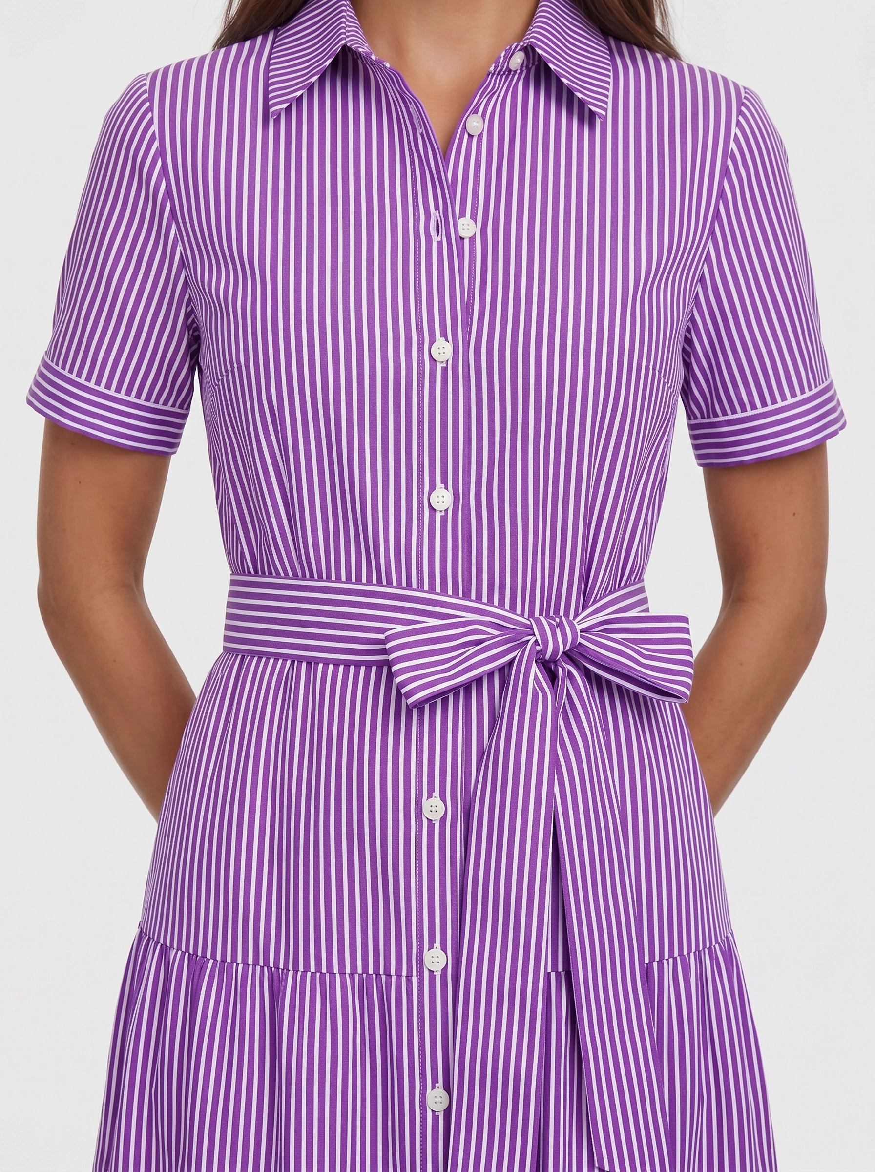Rigatta Tiered Shirt Maxi Dress – Button-Down Women Long Sleeve Cotton Casual Summer Vacation Maxi Dress