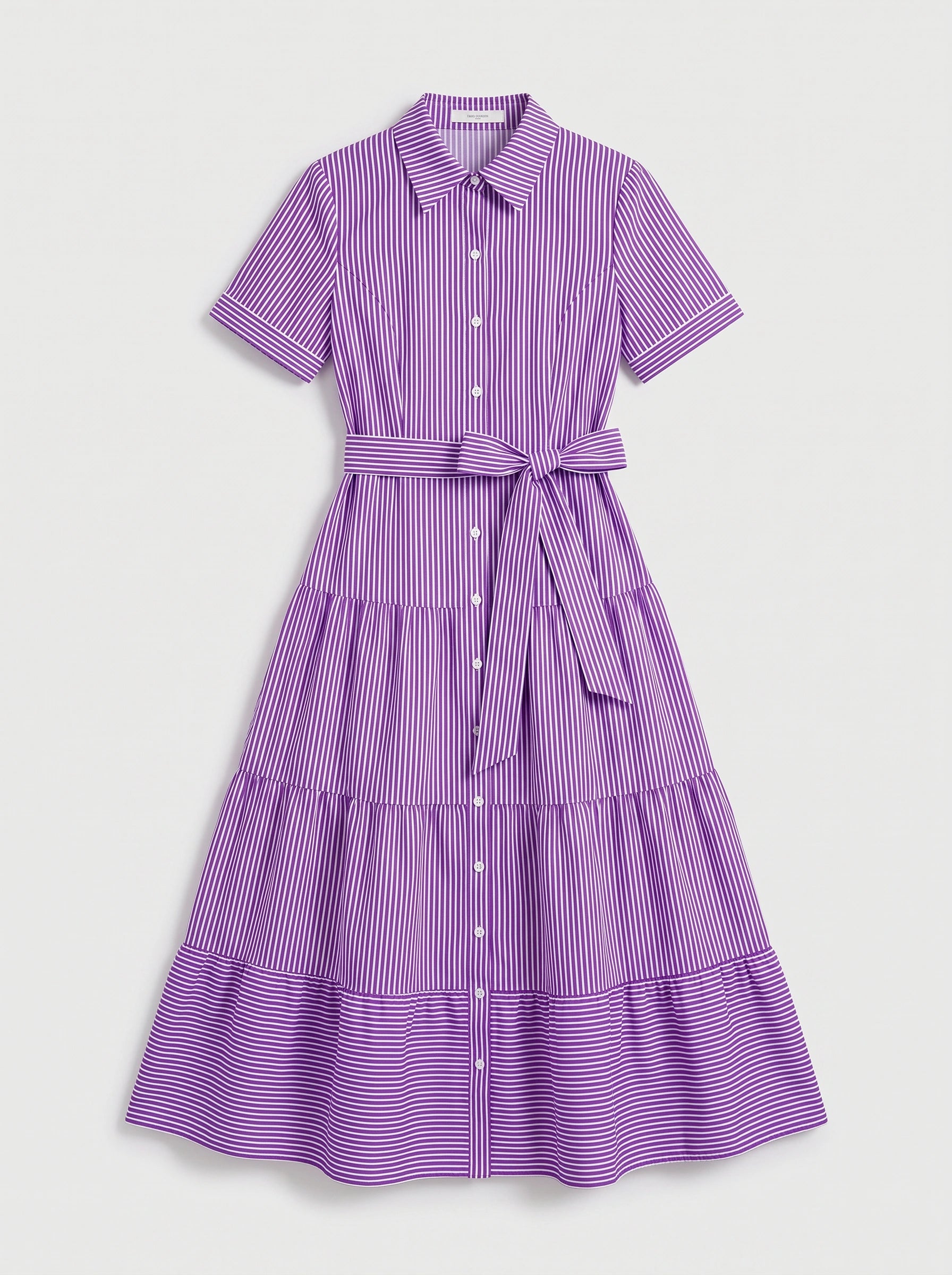 Rigatta Tiered Shirt Maxi Dress – Button-Down Women Long Sleeve Cotton Casual Summer Vacation Maxi Dress