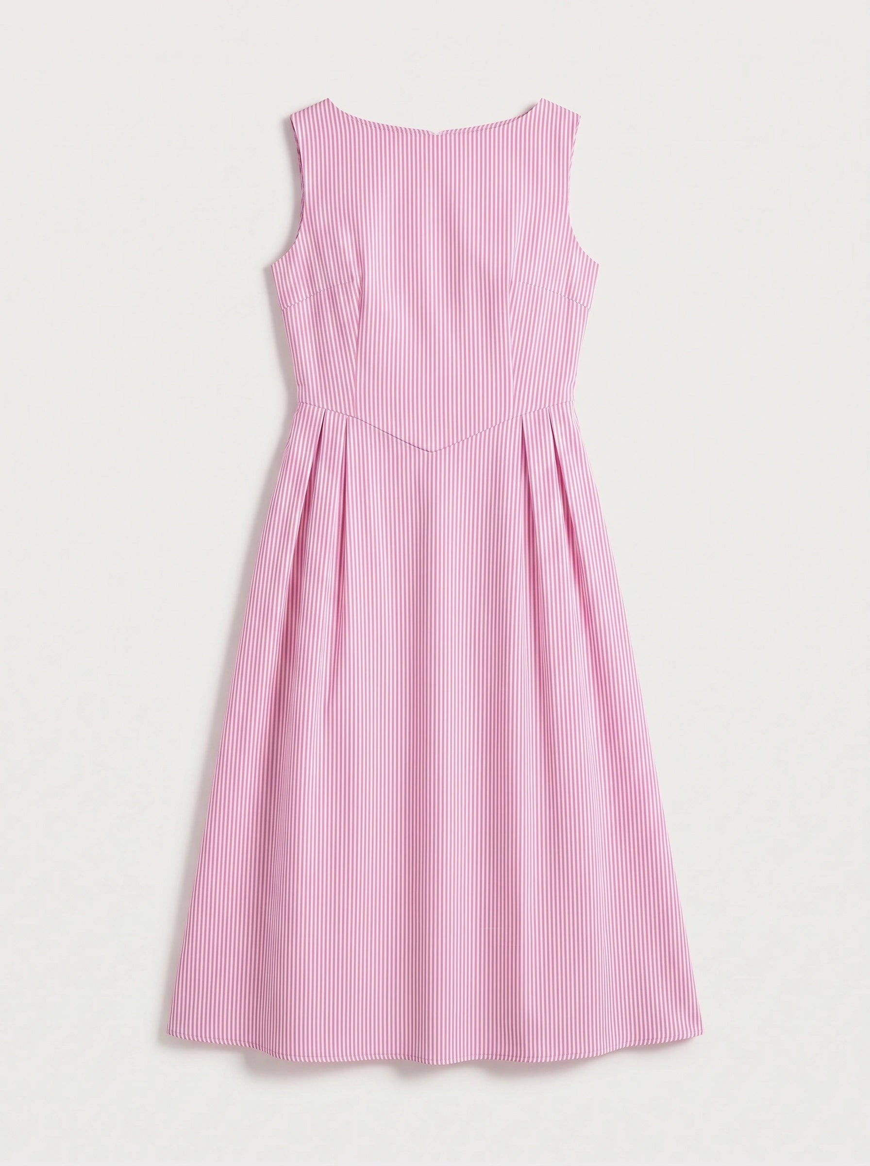 Rigata Boat Neck Midi Dress – Striped Sleeveless Women Formal Wedding Guest Cocktail Party Midi Dress
