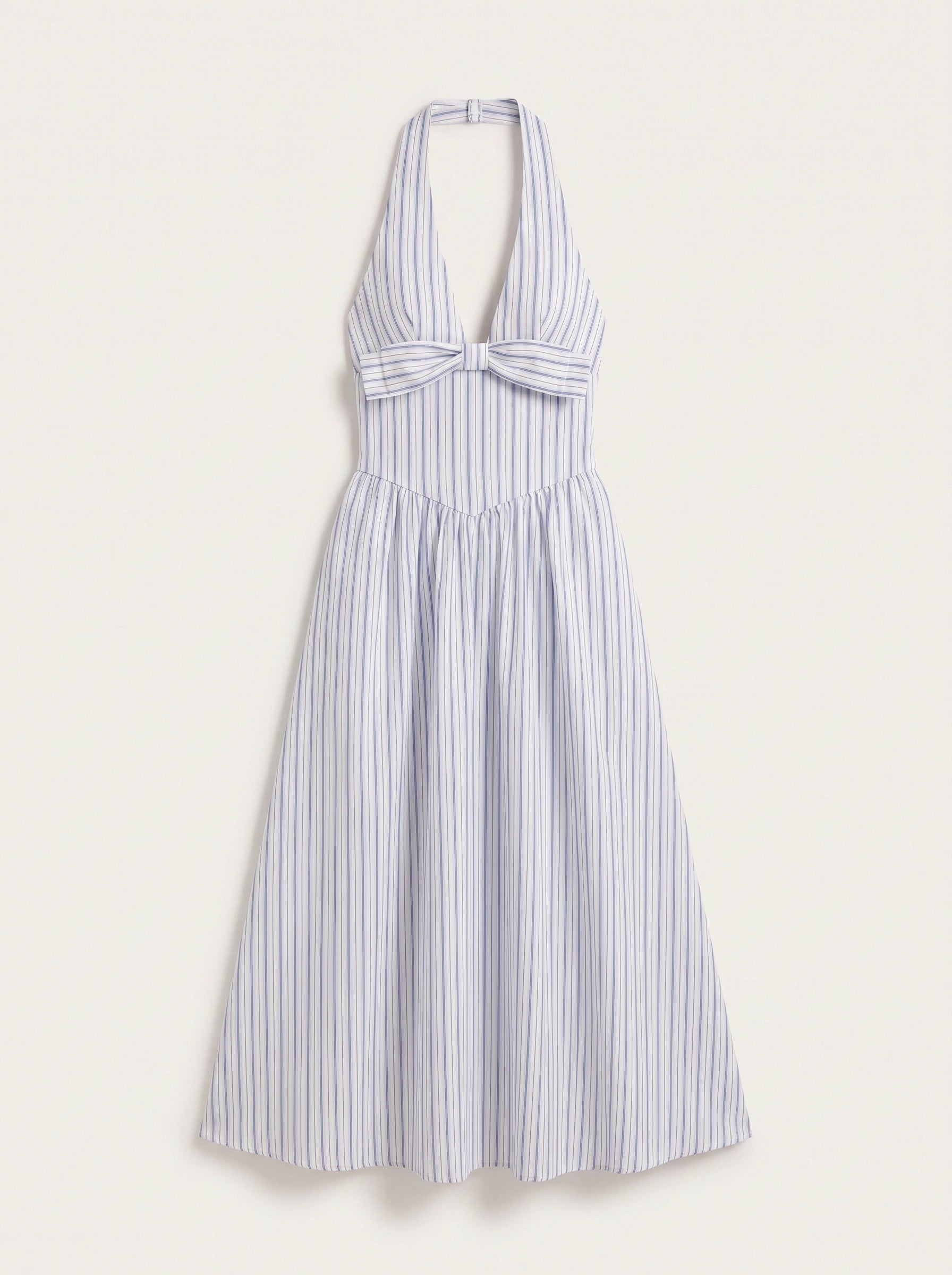 Rigala Halter Neck Tie Front Maxi Dress – Striped Women Summer Beach Wedding Guest Resort Vacation Maxi Dress