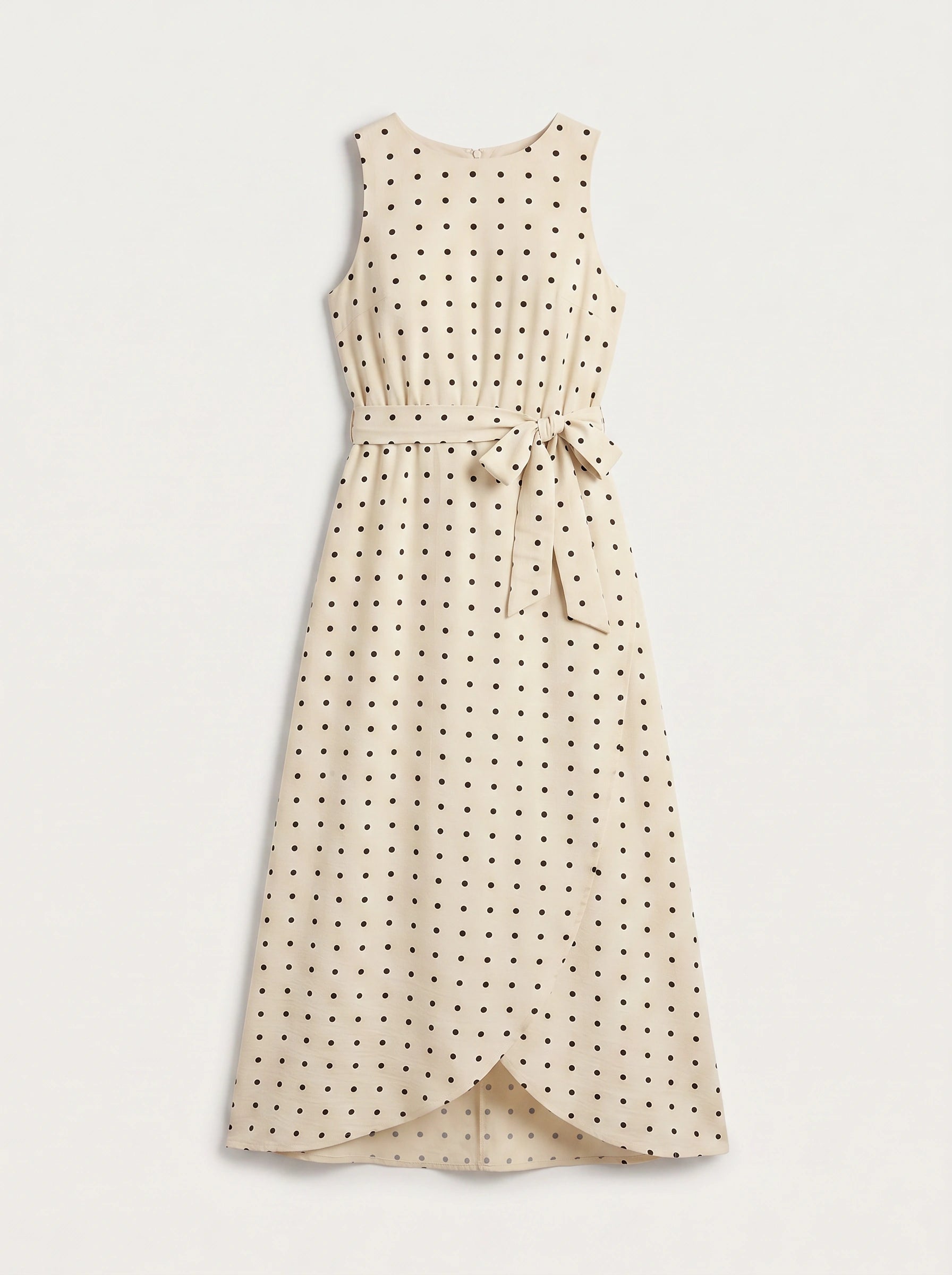 Puntina Belted Wrap Midi Dress – Polka Dot Sleeveless Women Formal Wedding Guest Summer Midi Dress
