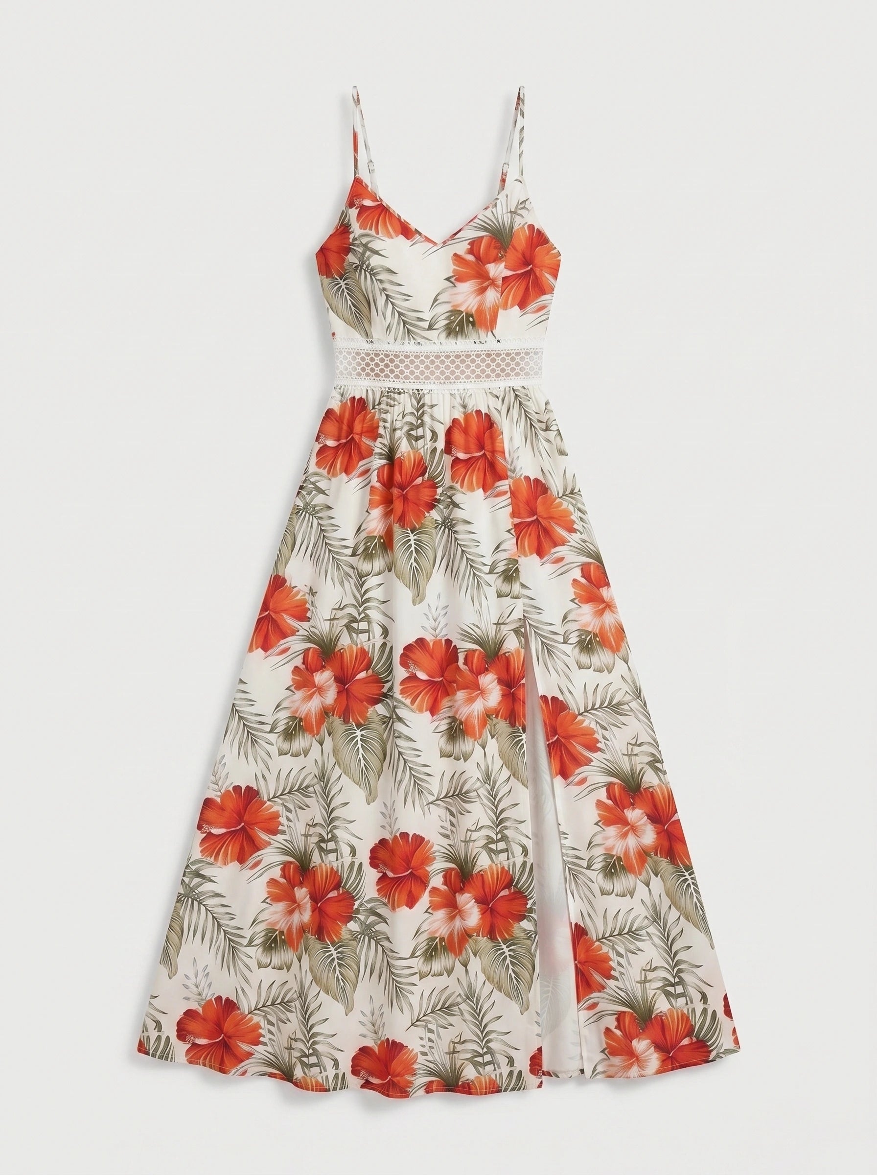 Tropicora Crochet Waist Maxi Dress – Floral Print Maxi Dress Women Wedding Guest Summer Vacation Beach Resort Long Sundress
