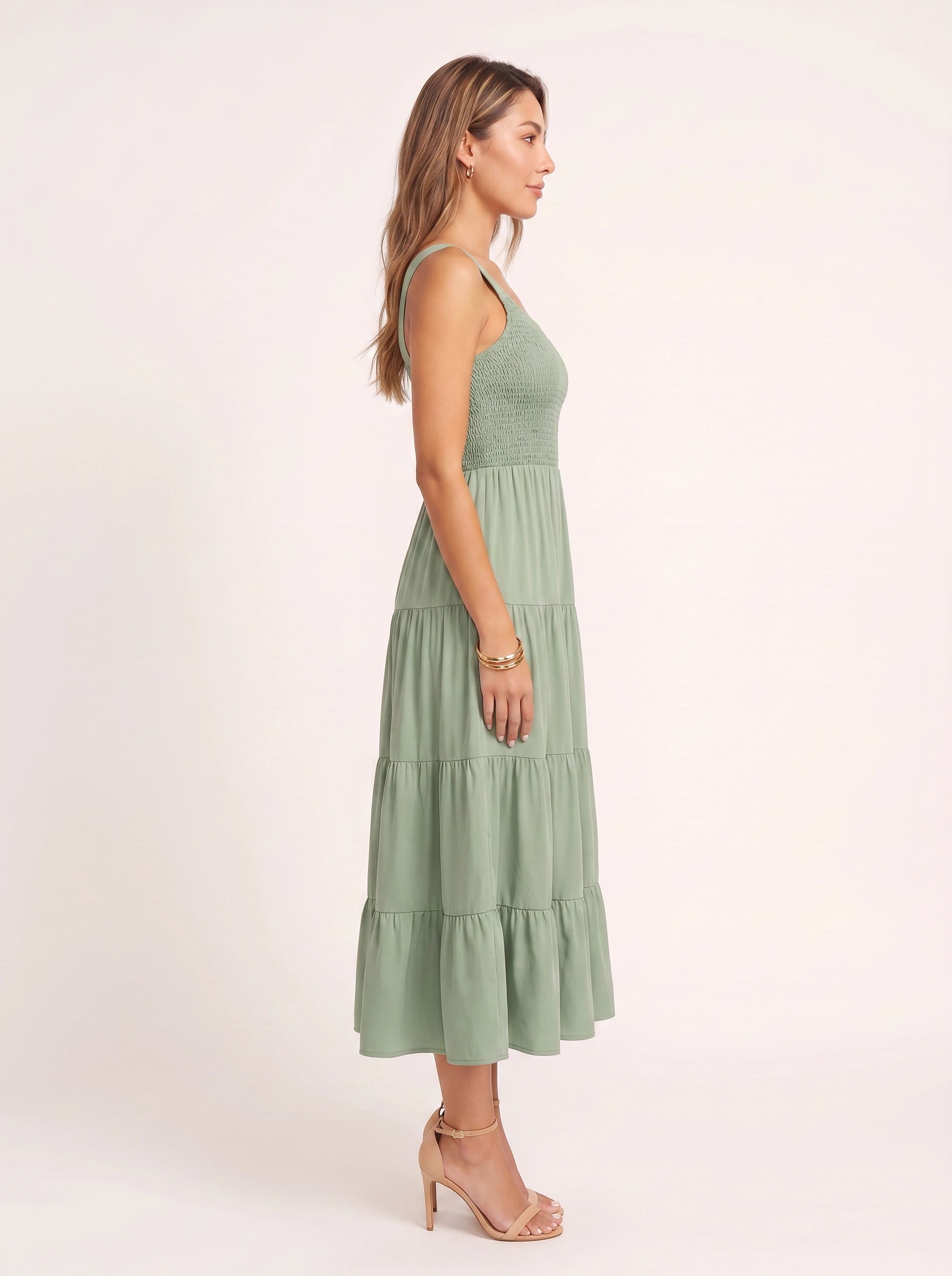 Frescura Smocked Tiered Maxi Dress – Boho Summer Beach Vacation Women Casual Sundress Maxi Dress