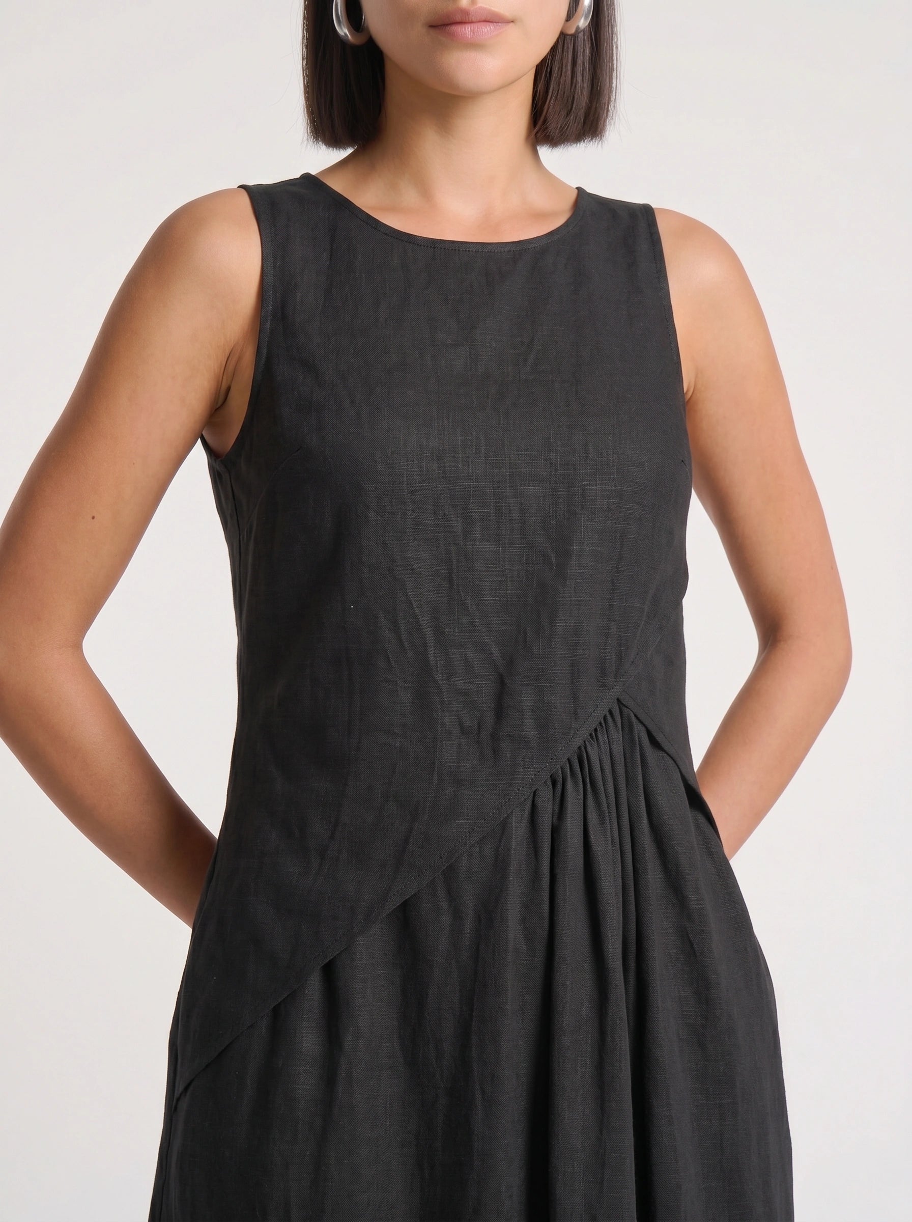 Contria Sleeveless A-Line Maxi Dress – Piped Trim Women Summer Wedding Guest Resort Formal Maxi Dress