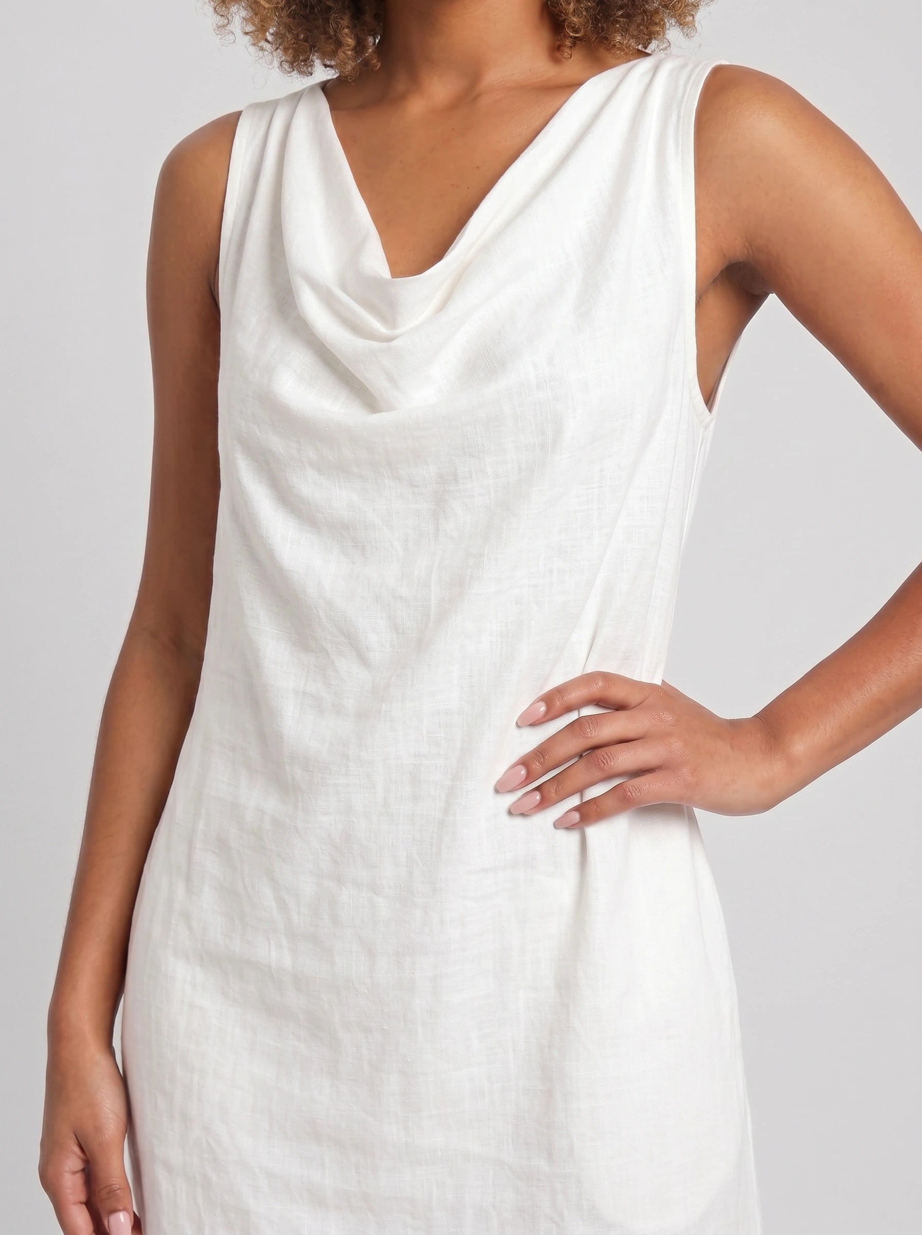 Linova Cowl Neck Maxi Dress – Linen Sleeveless Women Summer Formal Wedding Guest Sundress Maxi Dress