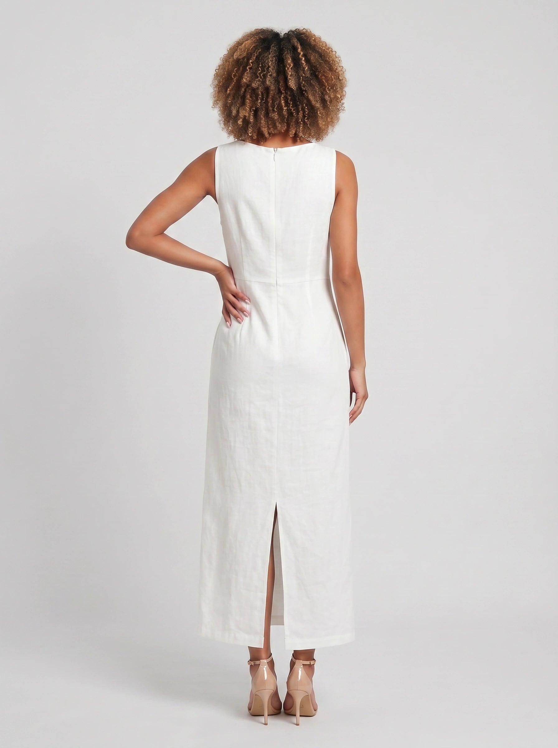Linova Cowl Neck Maxi Dress – Linen Sleeveless Women Summer Formal Wedding Guest Sundress Maxi Dress