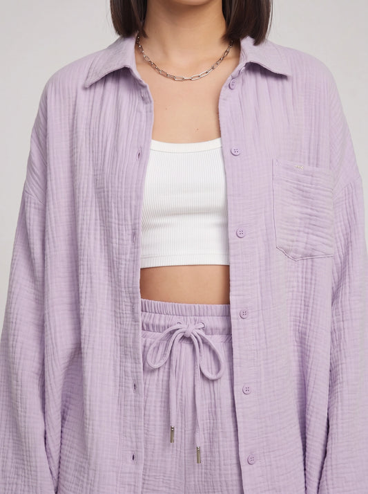 Fuchira Oversized Button-Up Loungewear Set – Two Piece Sets Women Matching Shorts Lounge Sets Casual Streetwear