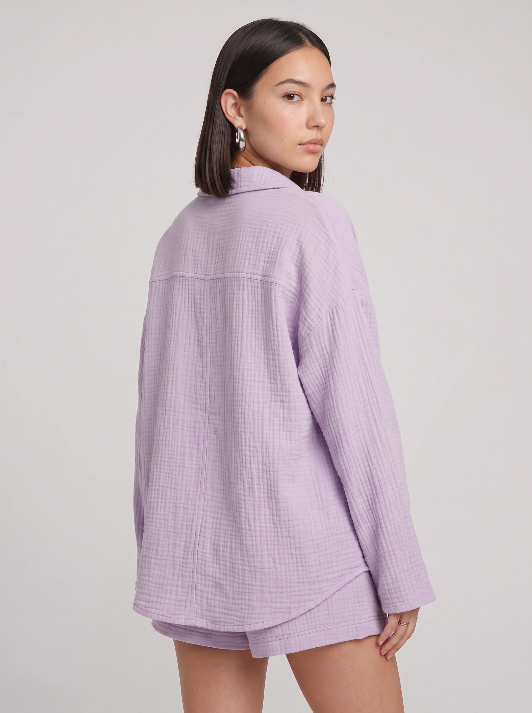 Fuchira Oversized Button-Up Loungewear Set – Two Piece Sets Women Matching Shorts Lounge Sets Casual Streetwear