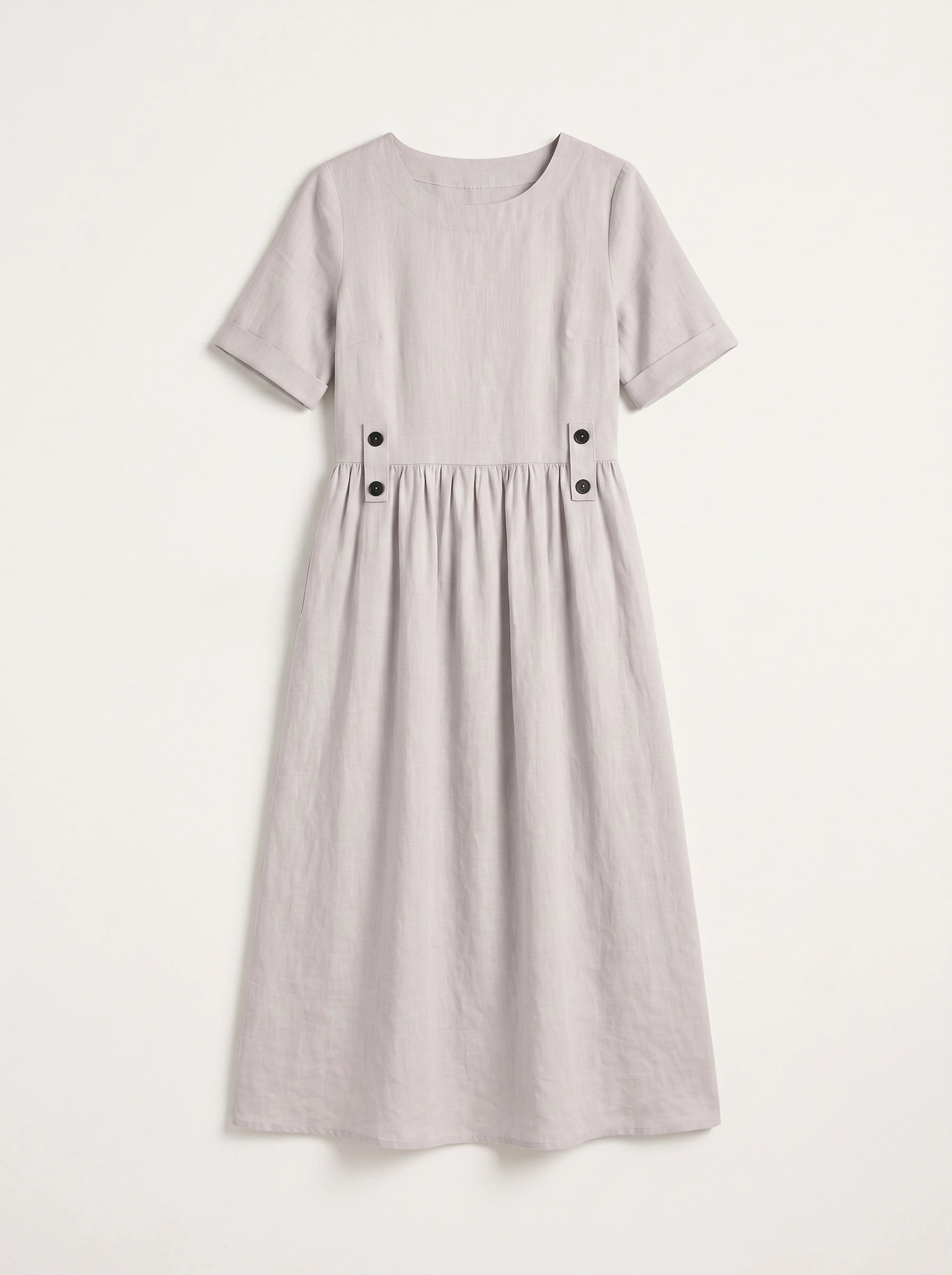 Greylin Button-Detail Empire Waist Midi Dress – Linen Midi Dress Women Casual Summer Relaxed Fit Midi Dress