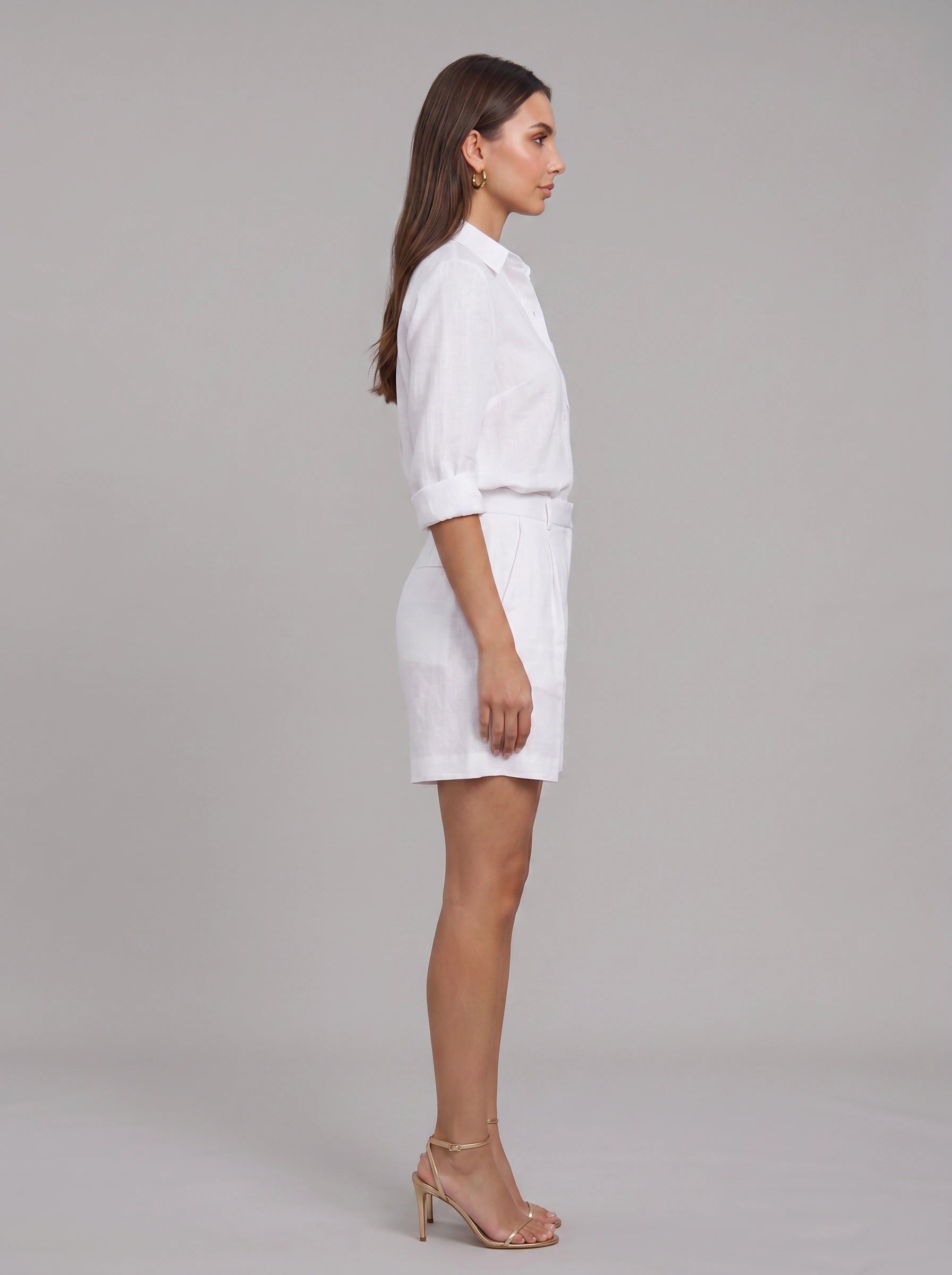 Crisvio Linen Shirt Tailored Shorts Co-Ord Set – Business Casual Women Two Piece Outfit Summer Office Workwear