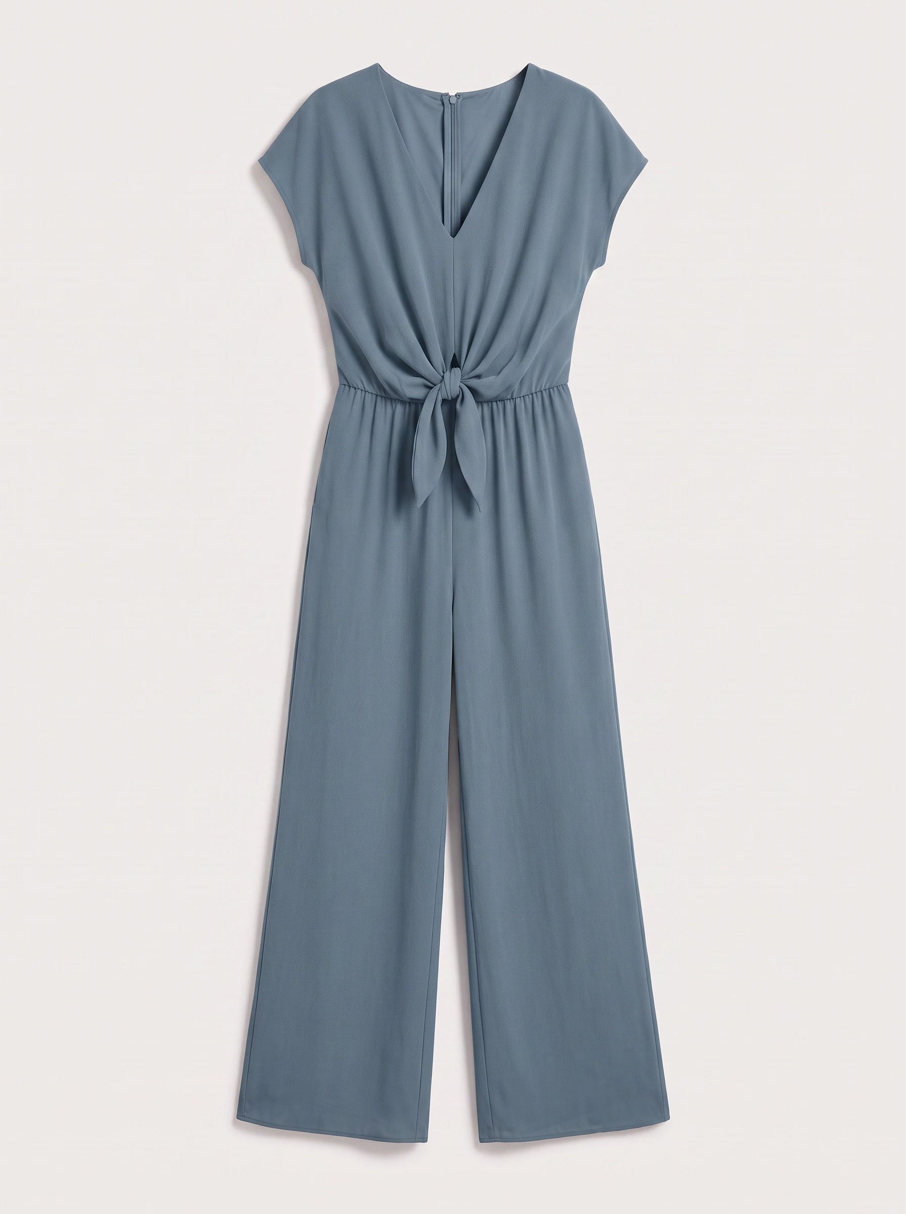 Caelana Tie-Front Wide-Leg Jumpsuit – Jumpsuit Women V-Neck Cap Sleeve Casual Summer Wedding Guest Romper