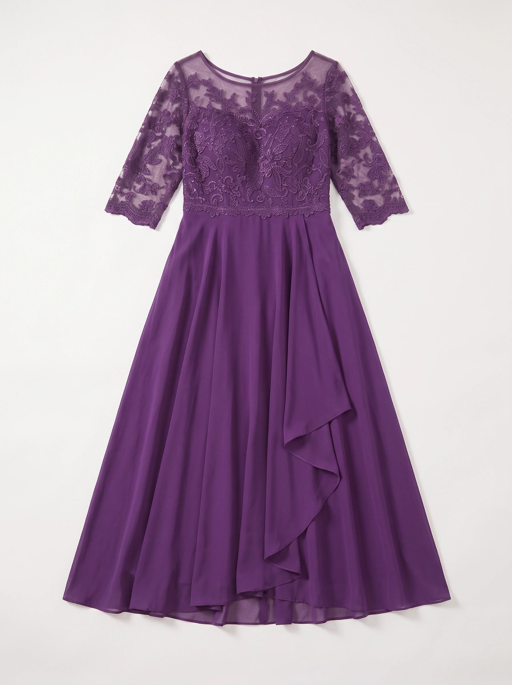 Ameflor Lace Bodice Tea-Length Midi Dress – Formal Wedding Guest Women Elegant Evening Midi Dress