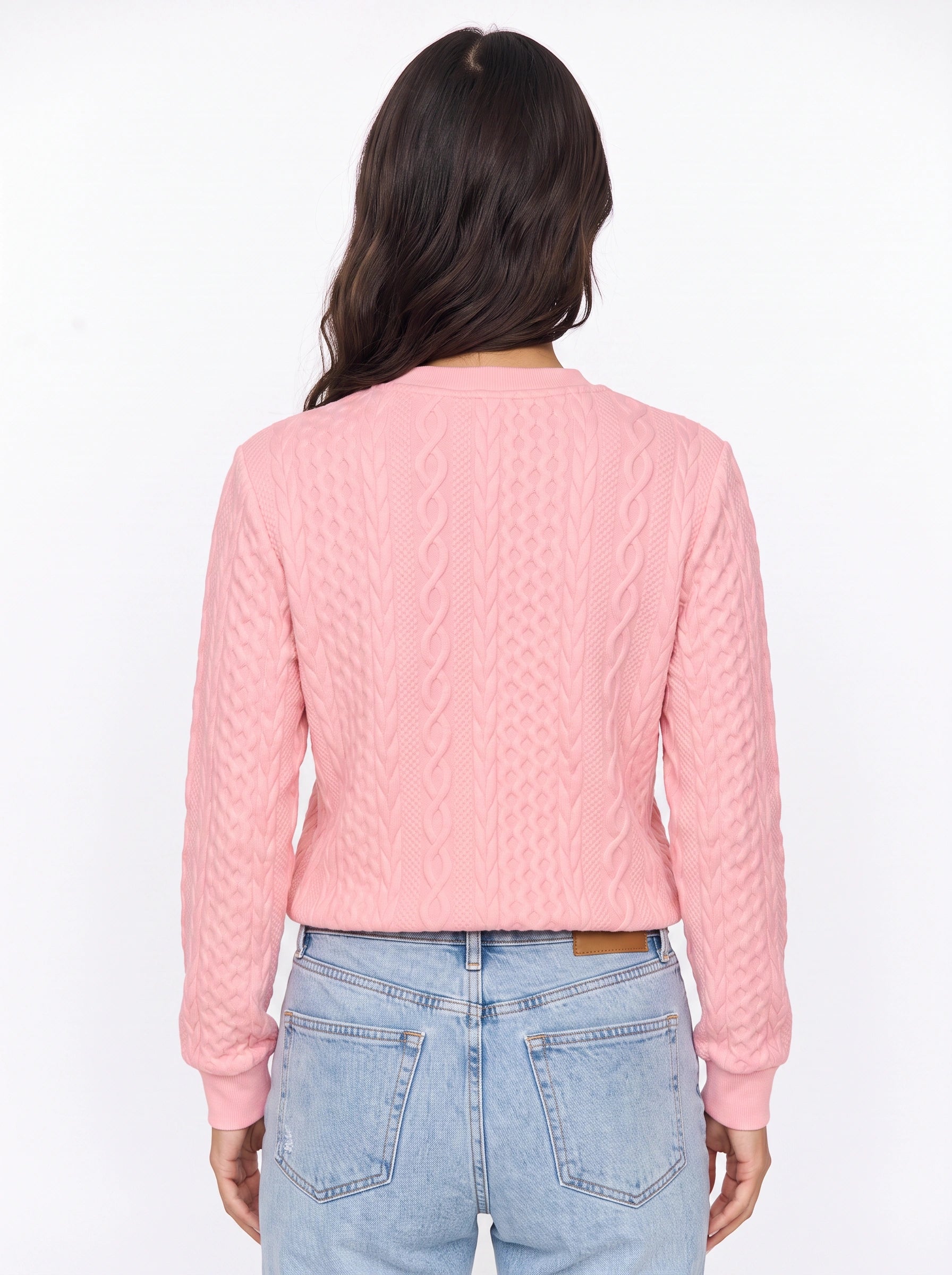 Tressio Cable-Knit Zip Neck Jumper – Women Casual Smart Office Work Textured Knit Sweater Top