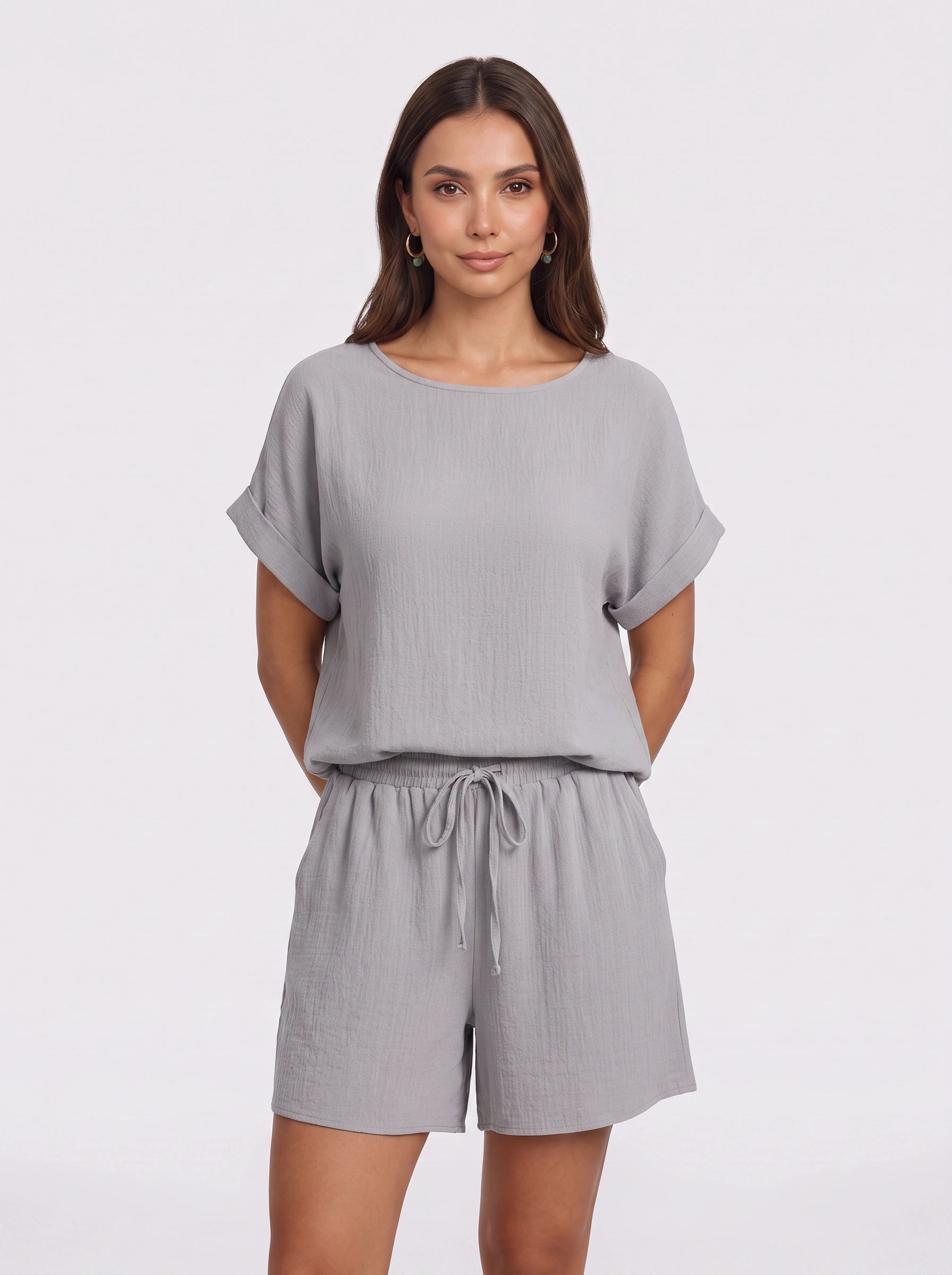 Brumosa Oversized Short Sleeve Lounge Set – Womens Two Piece Summer Pajama Sets Loungewear Relaxed Fit Short Co-Ord