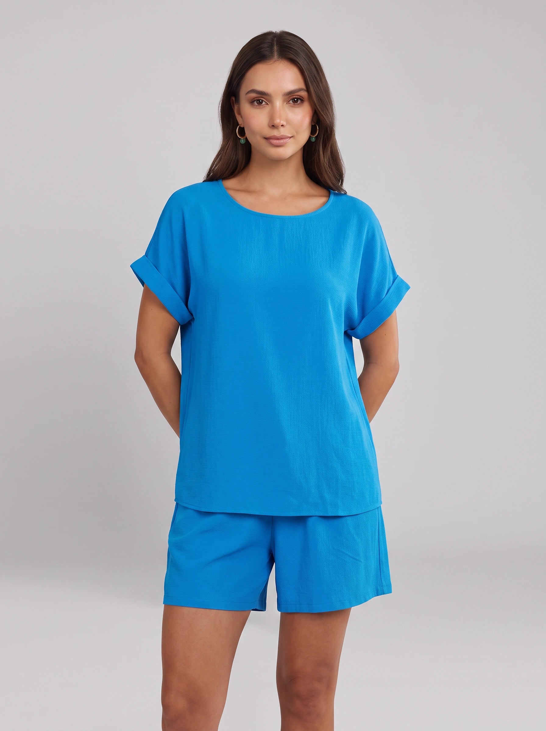 Brumosa Oversized Short Sleeve Lounge Set – Womens Two Piece Summer Pajama Sets Loungewear Relaxed Fit Short Co-Ord