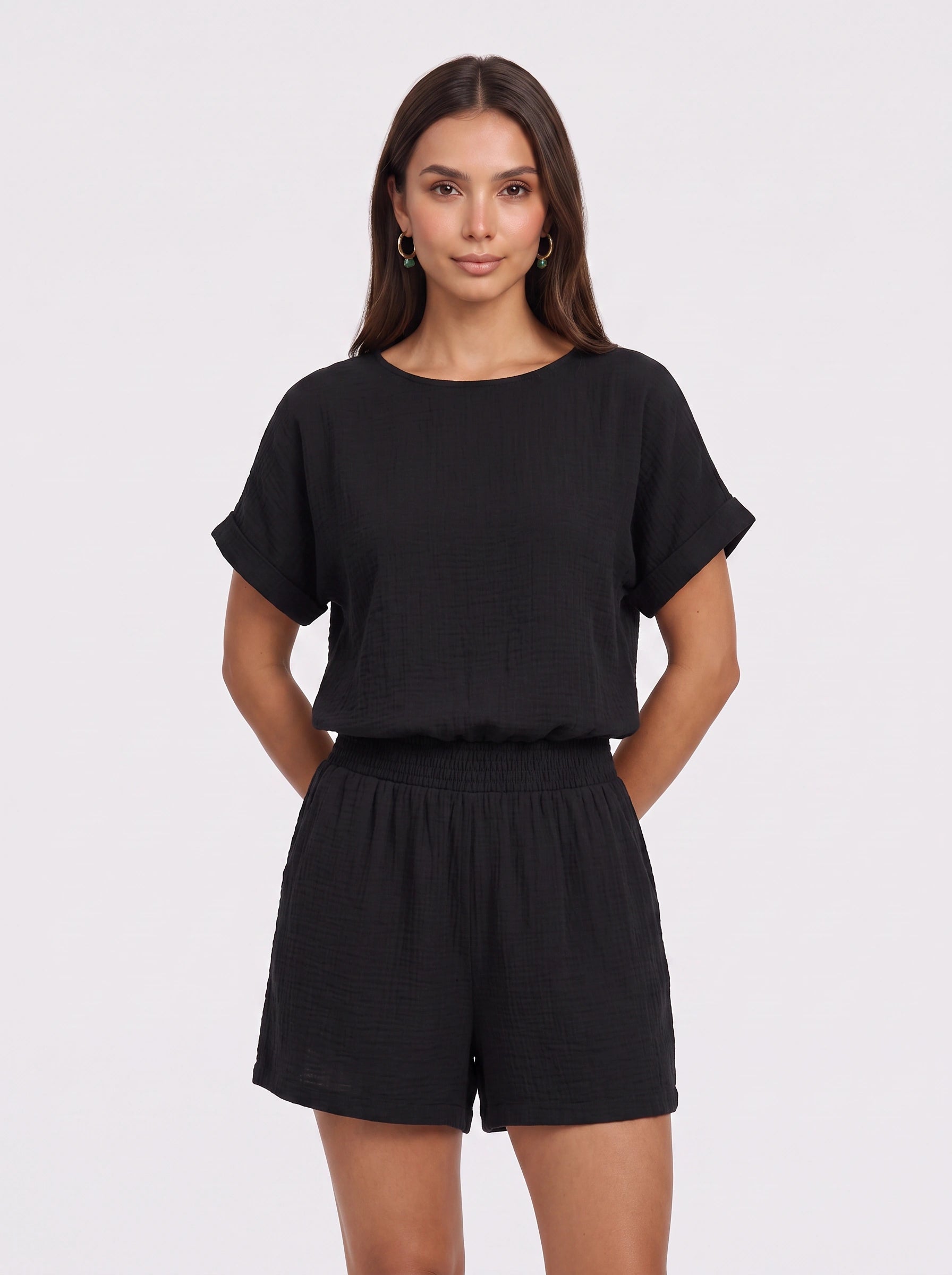 Brumosa Oversized Short Sleeve Lounge Set – Womens Two Piece Summer Pajama Sets Loungewear Relaxed Fit Short Co-Ord