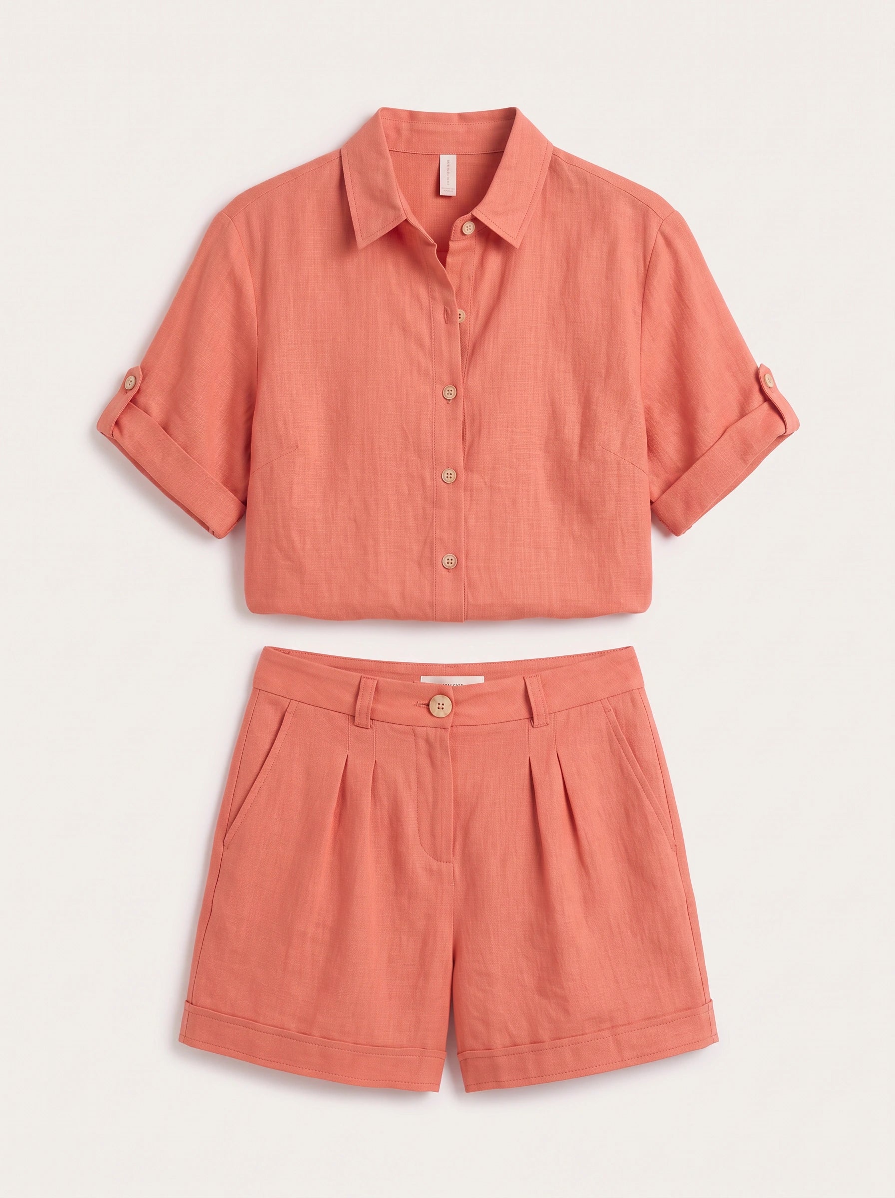 Krinetta Linen Button-Front Romper – Business Casual Women Short Sleeve Jumpsuit Ladies Collared Playsuit