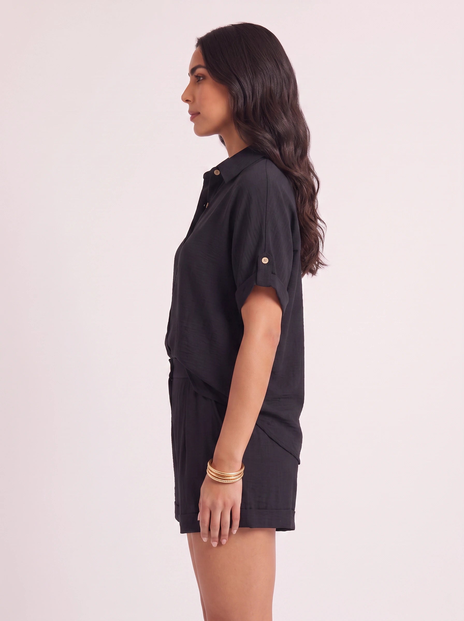 Krinetta Linen Button-Front Romper – Business Casual Women Short Sleeve Jumpsuit Ladies Collared Playsuit
