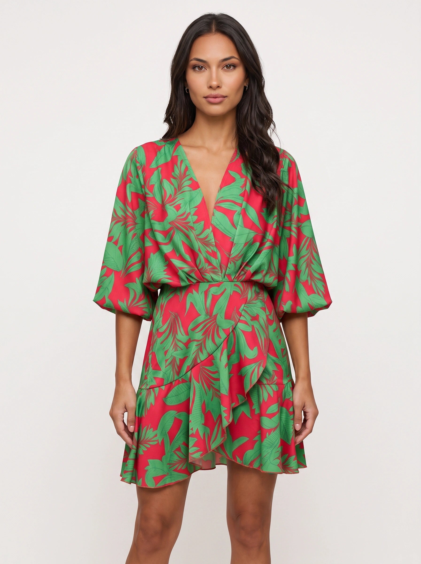 Zebrasa Kimono Wrap Mini Dress – Zebra Print Kimono Sleeve Mini Dress Women Summer Beach Vacation Resort Wrap Mini Dress