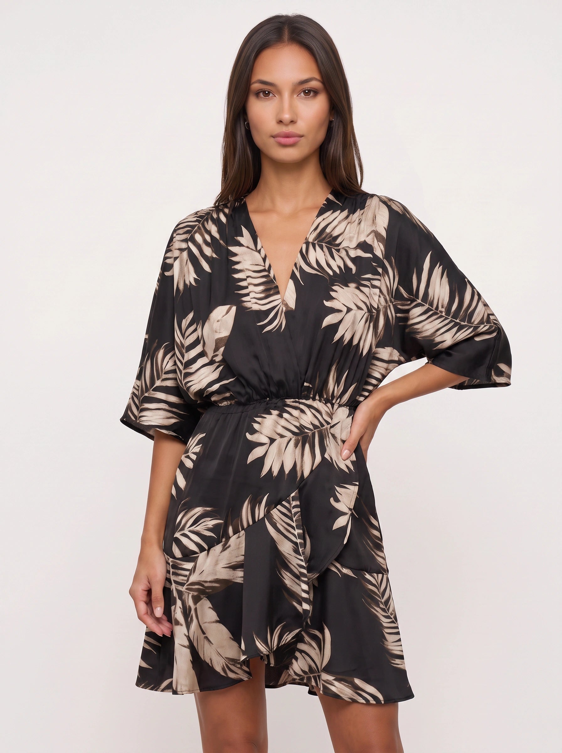 Zebrasa Kimono Wrap Mini Dress – Zebra Print Kimono Sleeve Mini Dress Women Summer Beach Vacation Resort Wrap Mini Dress