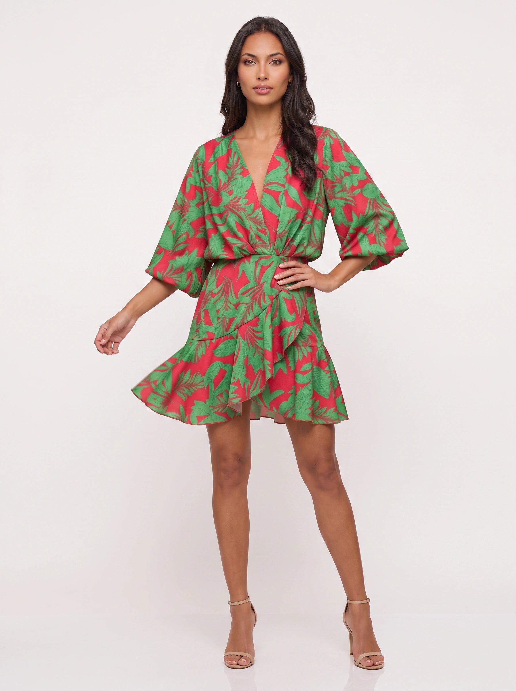 Zebrasa Kimono Wrap Mini Dress – Zebra Print Kimono Sleeve Mini Dress Women Summer Beach Vacation Resort Wrap Mini Dress